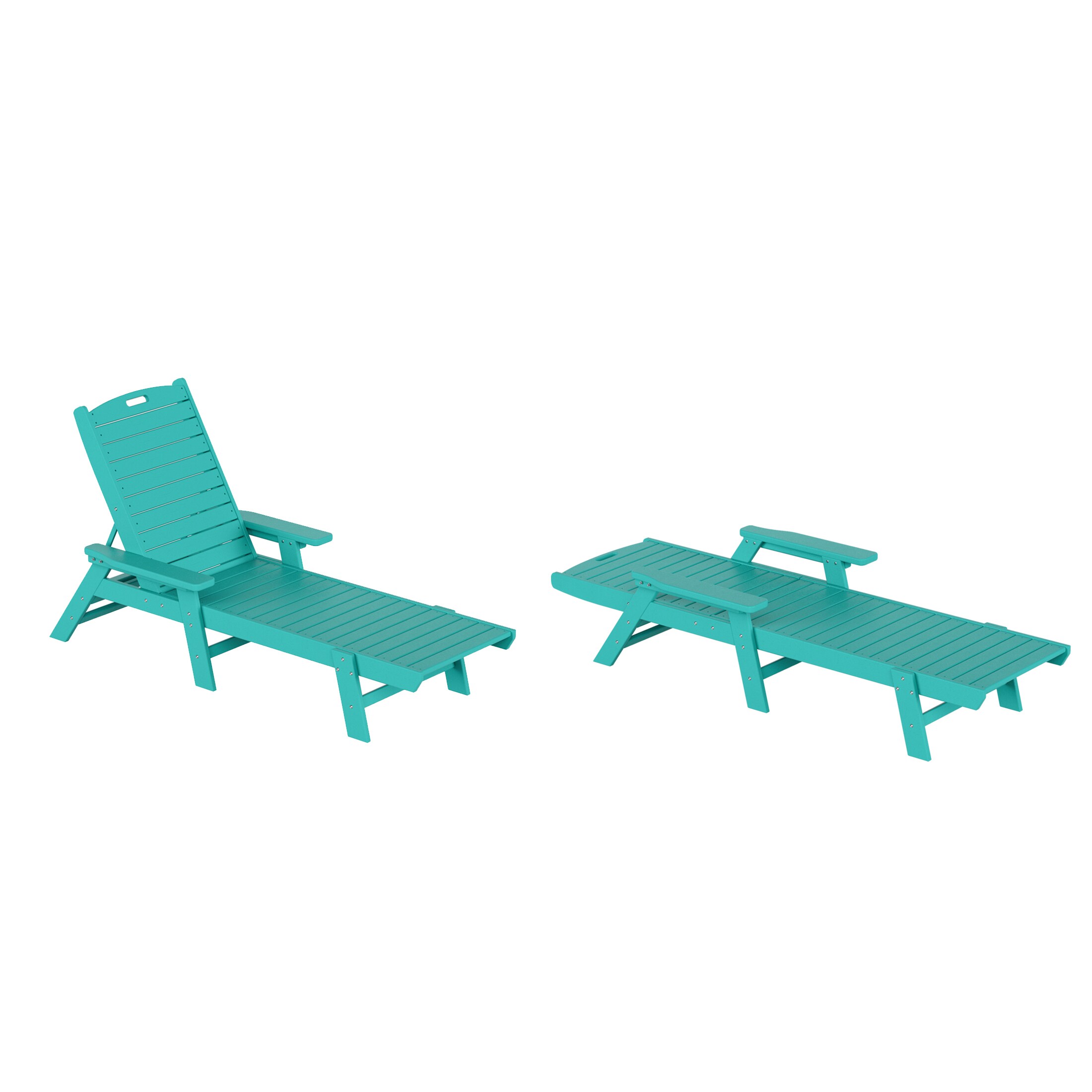 Westin Furniture OP2003-TQ-2 Laguna Set of 2 Stackable Turquoise Plastic Frame Stationary Chaise Lounge Chair with Slat Seat