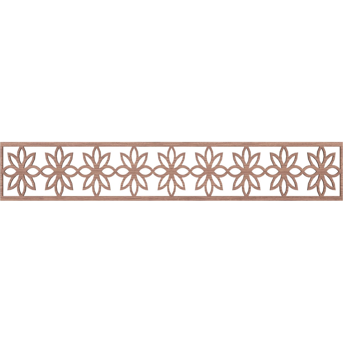 Ekena Millwork MLDA08X46DASWA Daisy Fretwork Flat Trim 8-in x 3.89-ft Walnut Brown Unfinished 2157502 Pierced Wall Panel Moulding