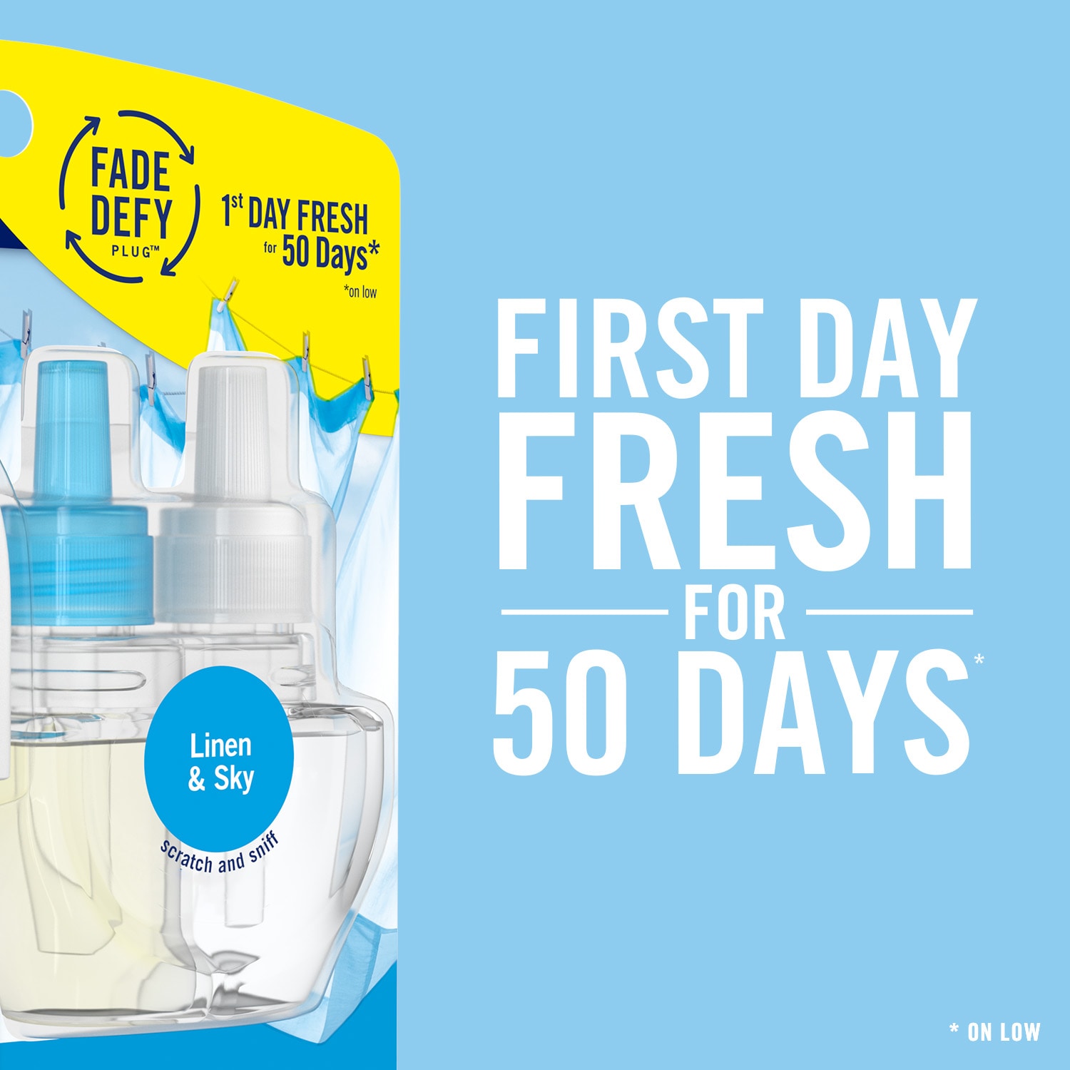 Febreze Odor-Fighting Fade Defy PLUG Air Freshener Refill, Linen & Sky, (2)  .87 fl. oz. Oil Refills