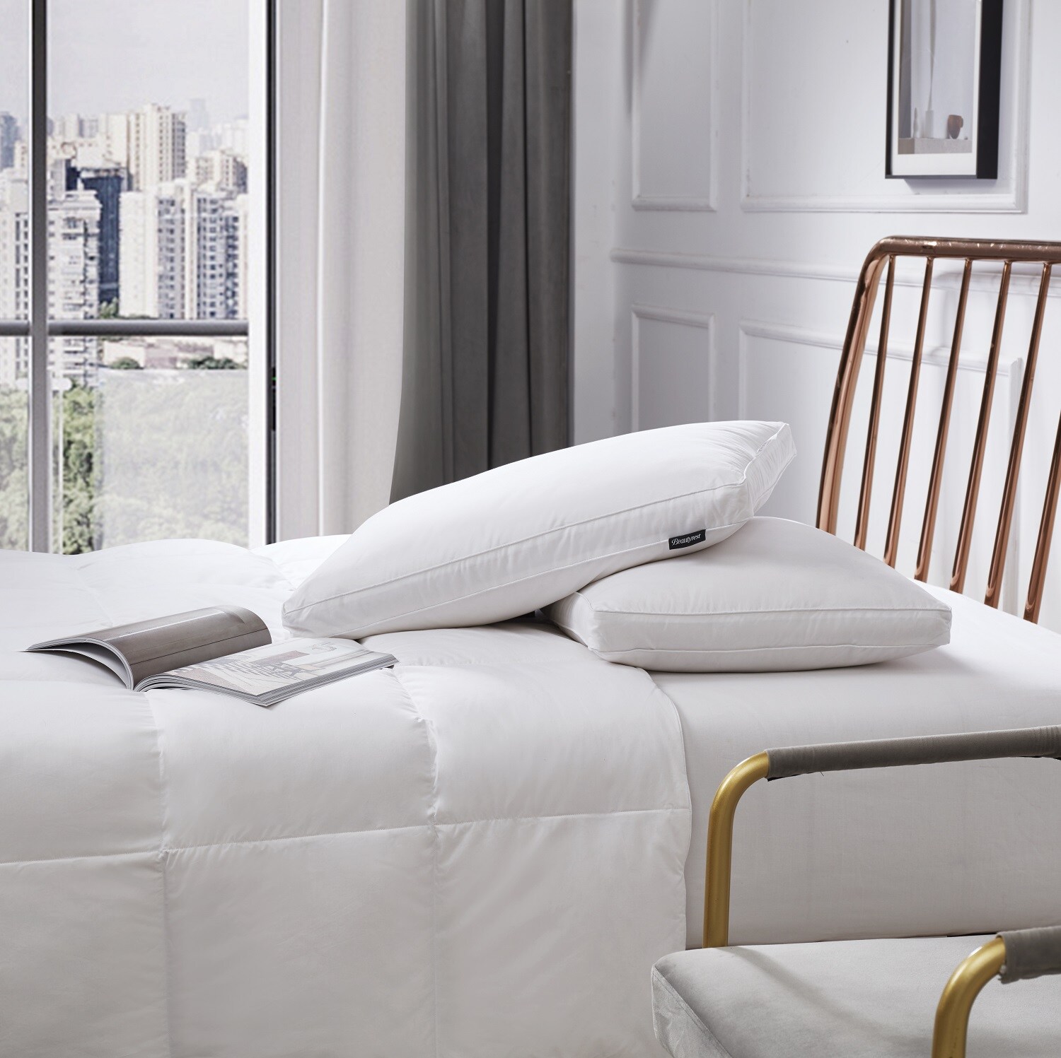 Serta Jumbo Cotton Blend European Down Firm Bed Pillow