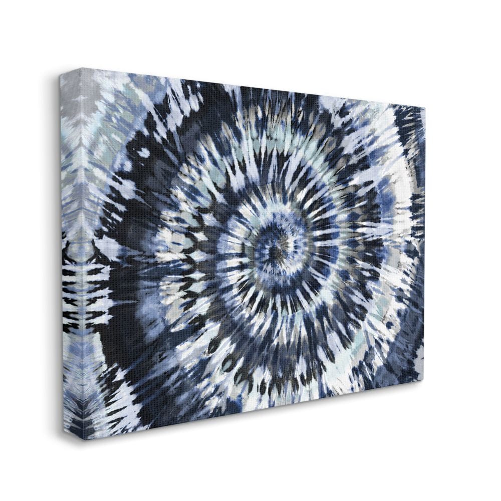 Abstract Blue Grey Tie Dye Spiral Pattern Detail Molly Kearns 48-in H x 36-in W Abstract Print on Canvas | - Stupell Industries AB-010-CN-36X48