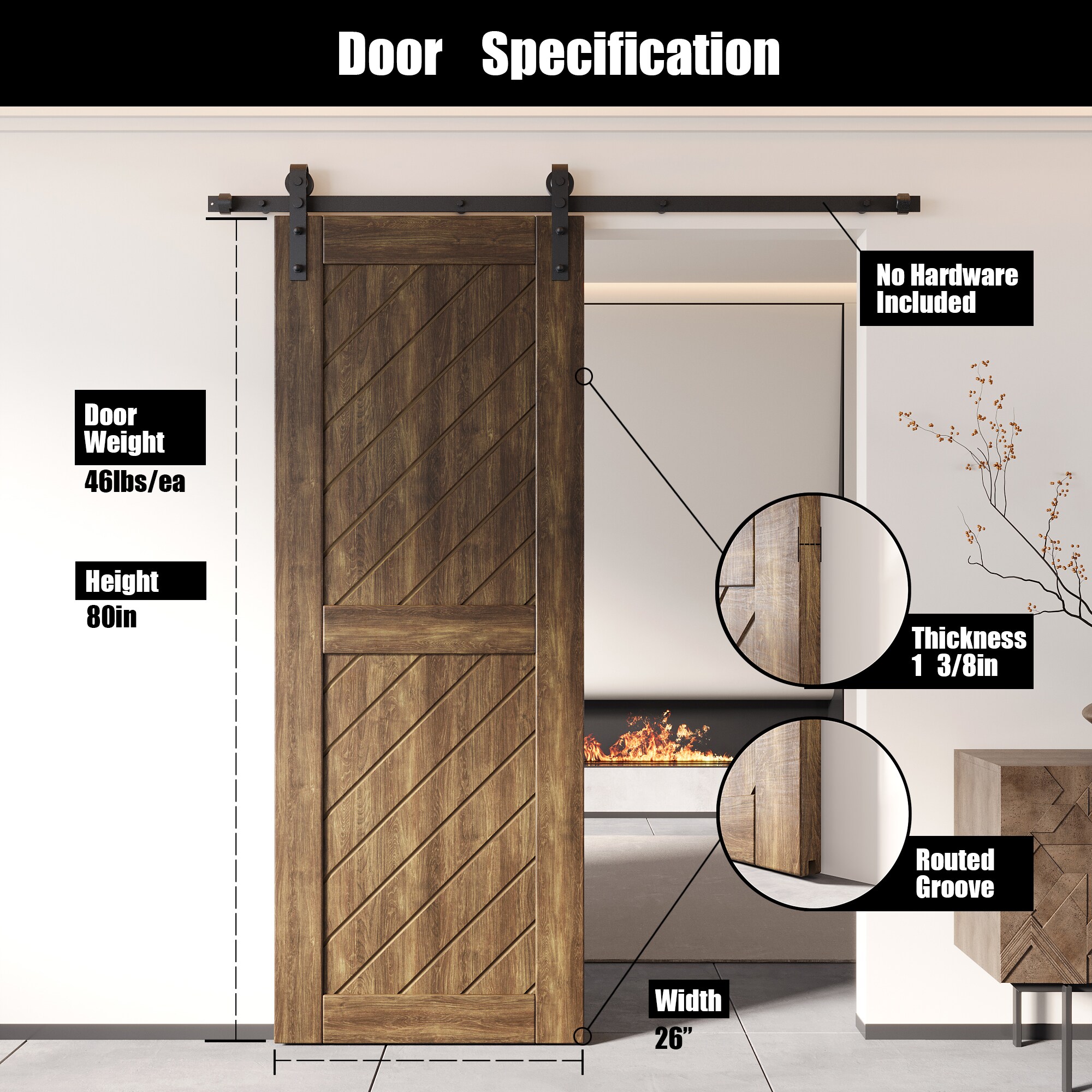 HOMACER XT1-2680-WA Barn-Doors - View #2