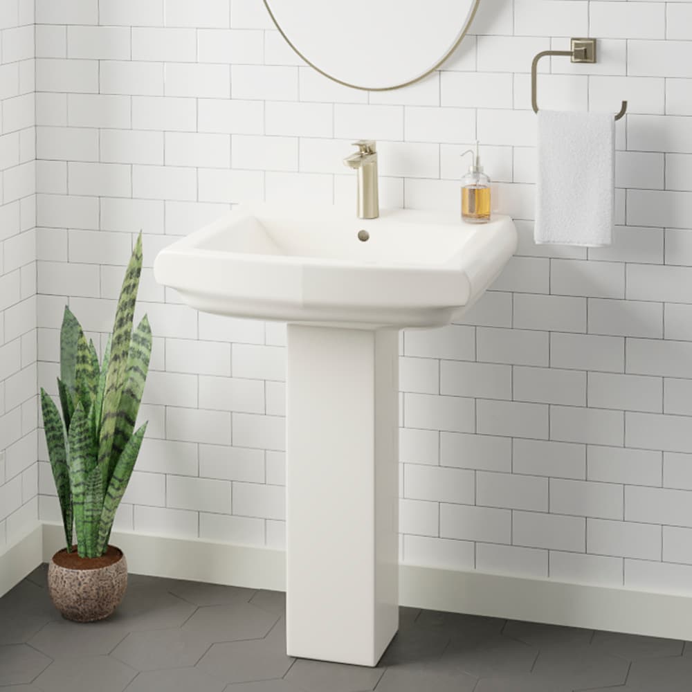 Barclay Ambrose pedestal lavatory 33-in H White Vitreous China Modern ...