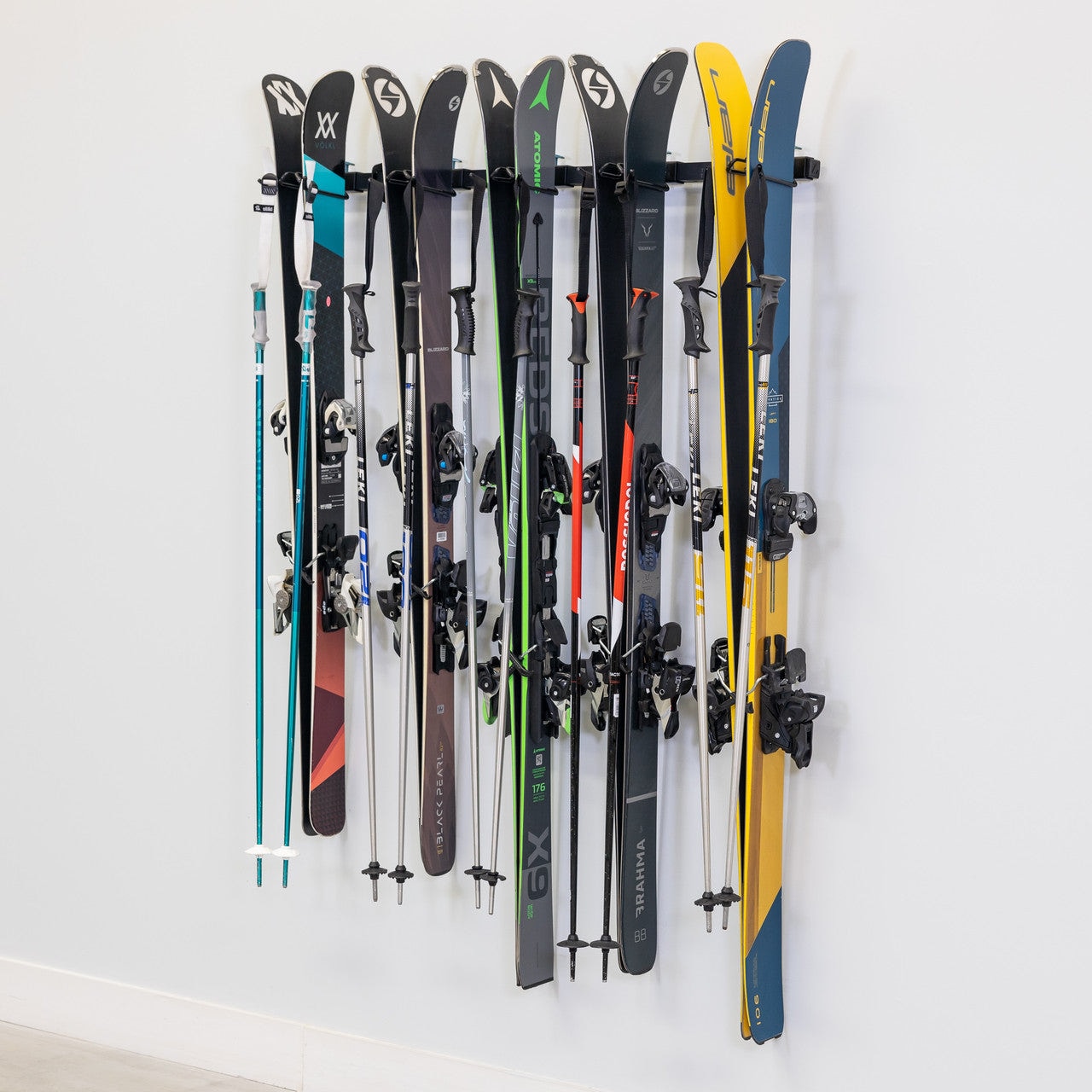 StoreYourBoard Lone Peak Ski Rack - Adjustable Wall Storage System - Holds 5 Pairs of Skis
