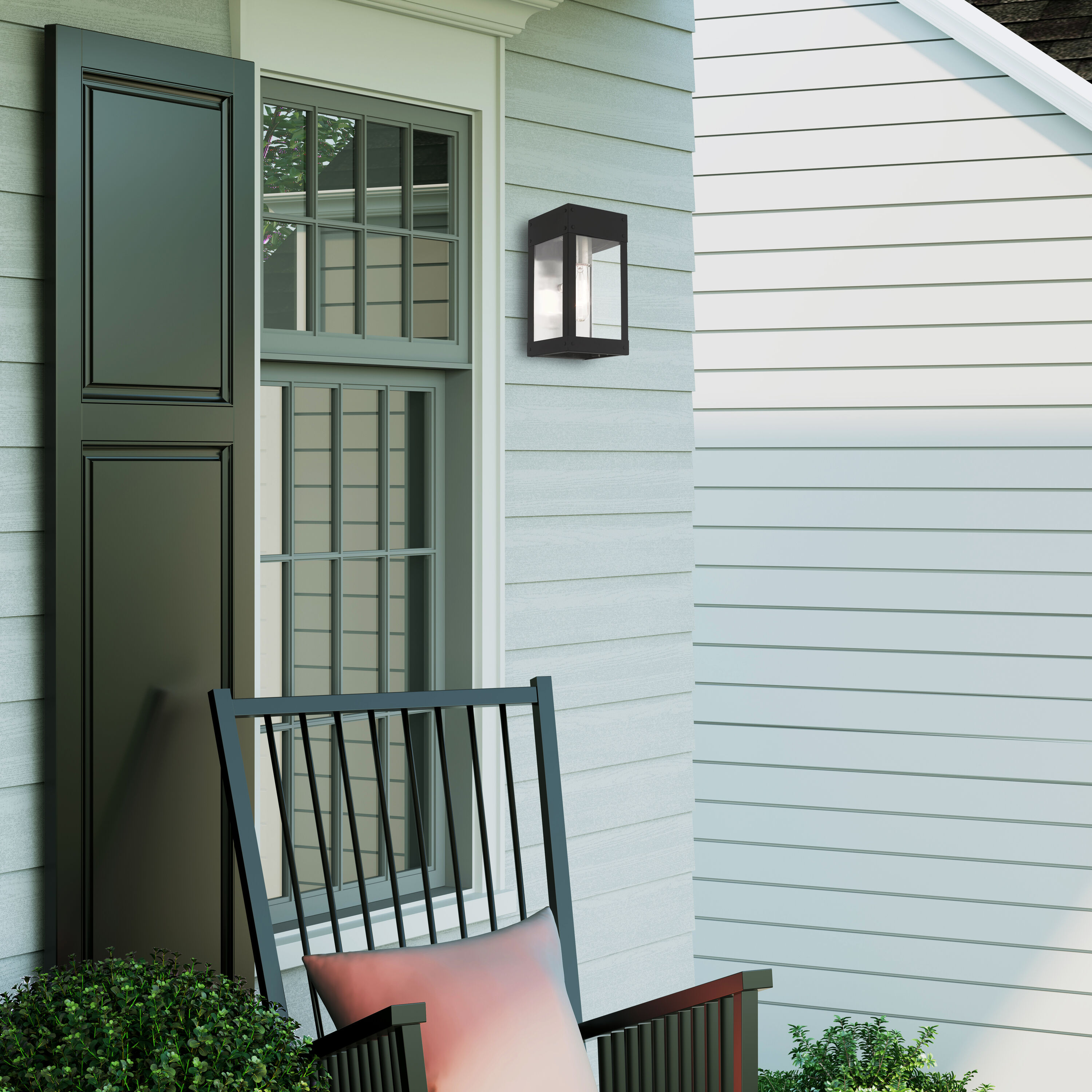 Scandinavian Gray Nickel Outdoor Wall Lantern with Clear Glass