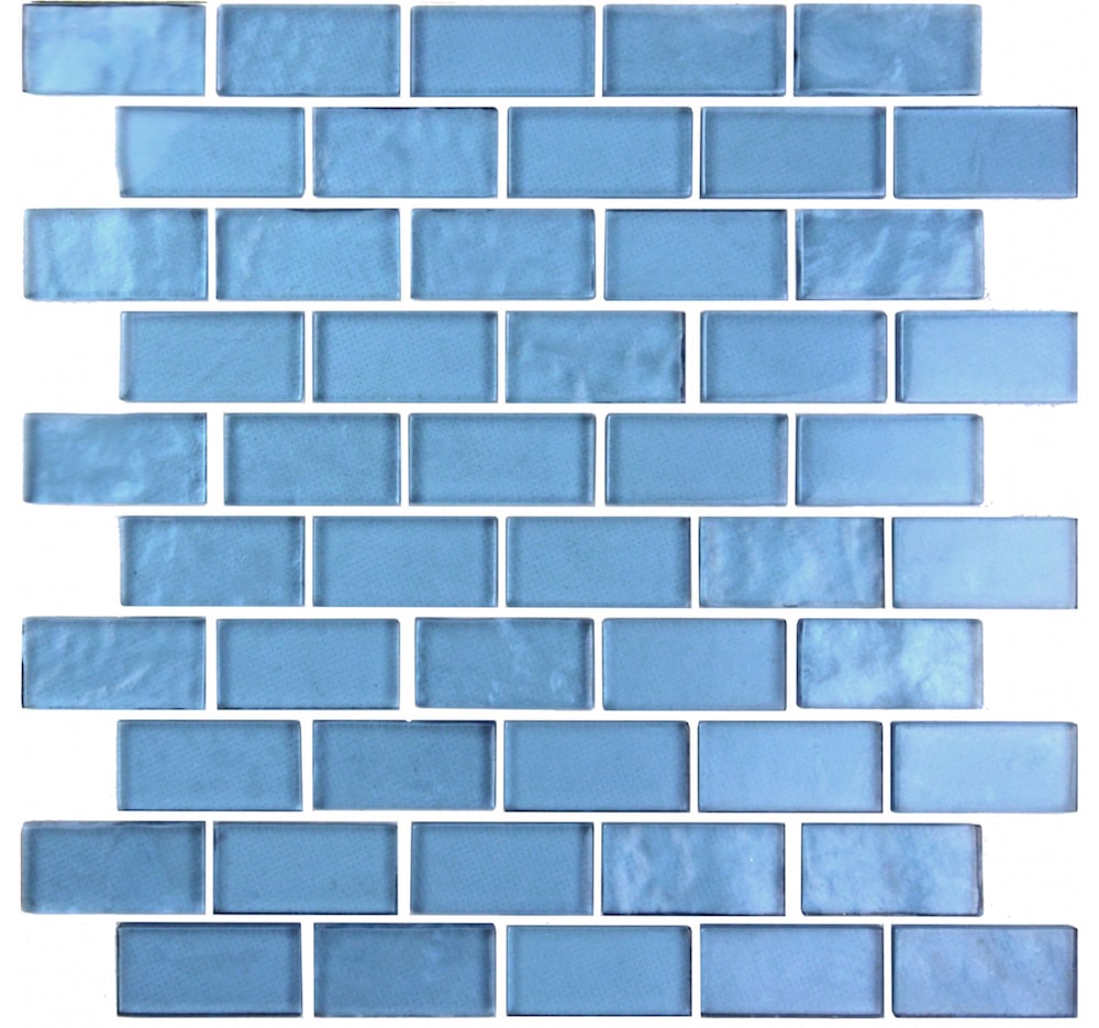Abolos LWSLAN0102-DA Landscape Danube Blue 12-in x 12-in Glossy Glass Mosaic Floor and Wall Tile ( 9.24-sq ft Carton )