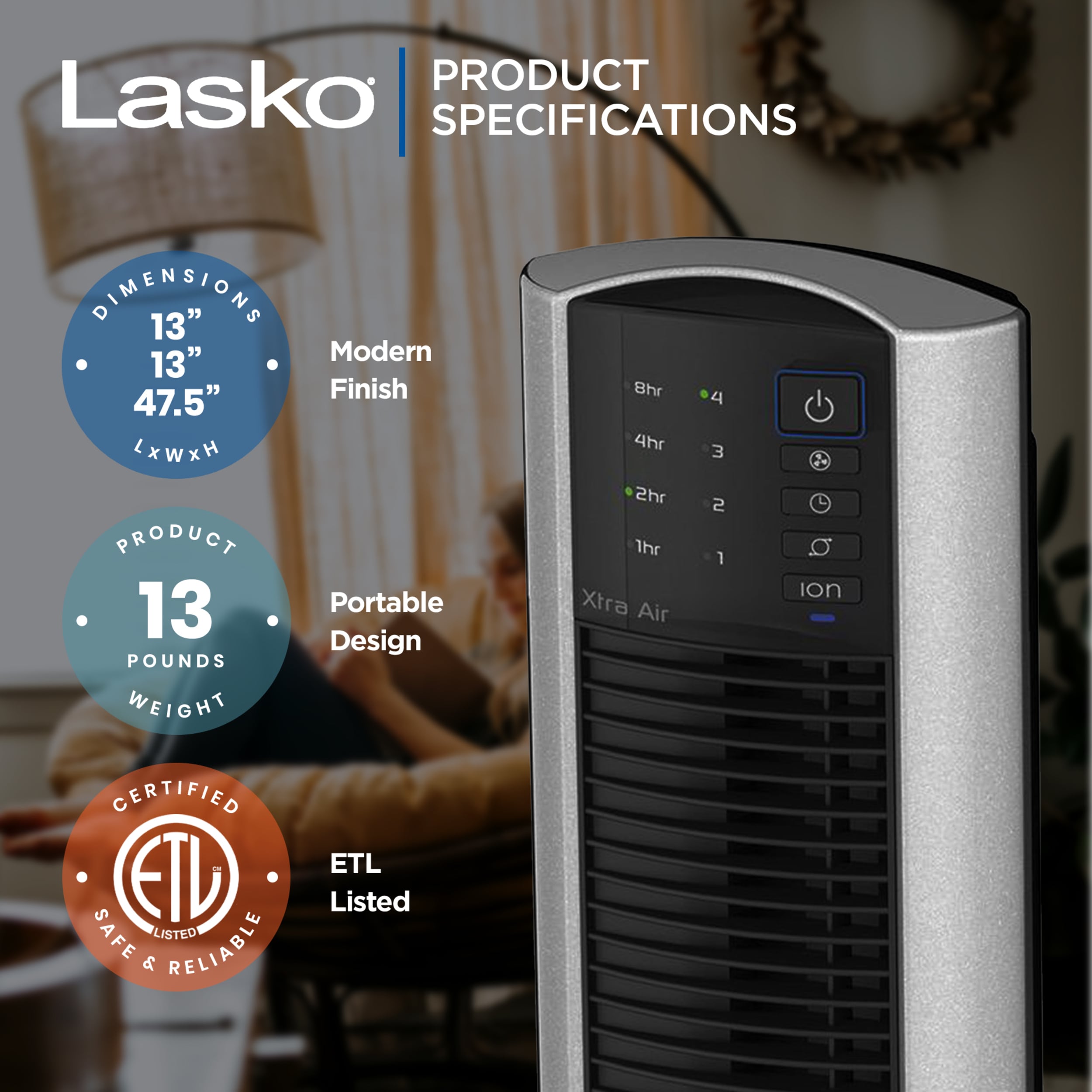 Lasko 4-Speed Indoor Black Oscillating Tower Fan with Remote in the ...