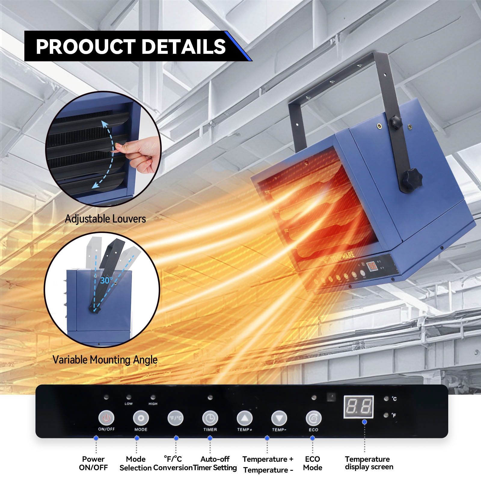 TEMPWARE TW7500ER-EC Electric-Garage-Heaters - View #2