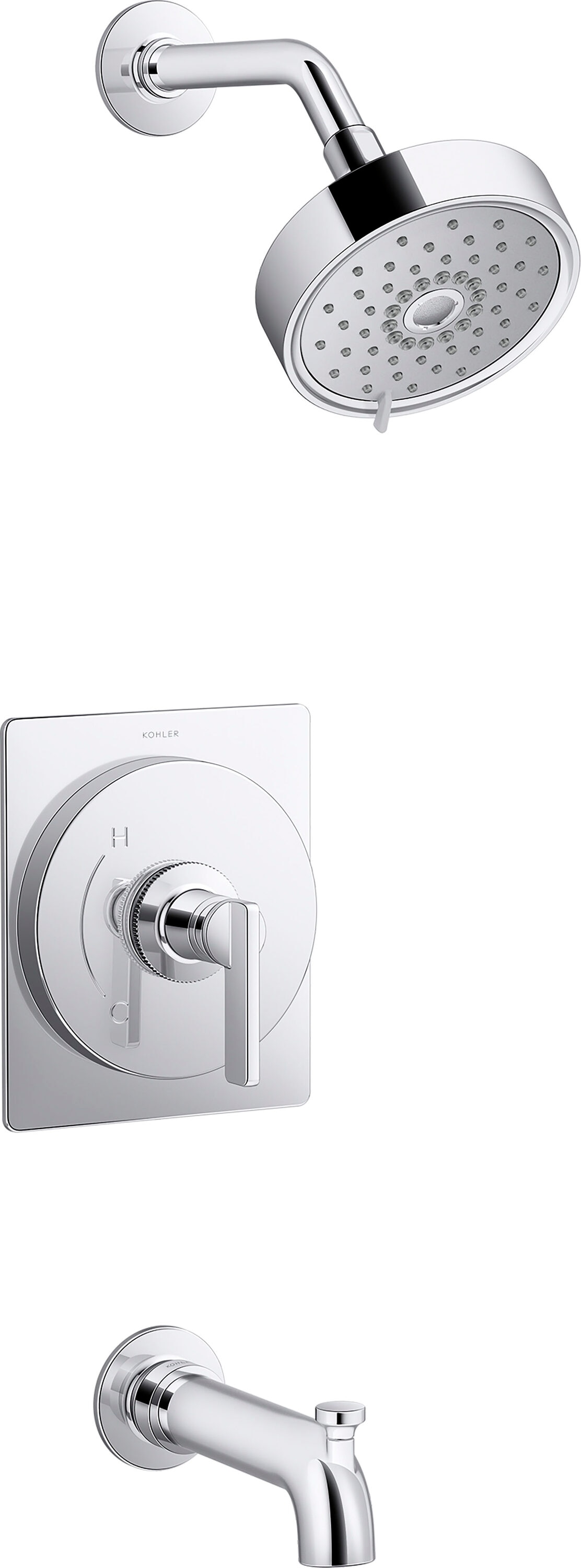 KOHLER TS35917-4G-CP Castia by Studio McGee Polished Chrome 1-handle Multi-function 5.5-in Round Bathtub and shower Faucet
