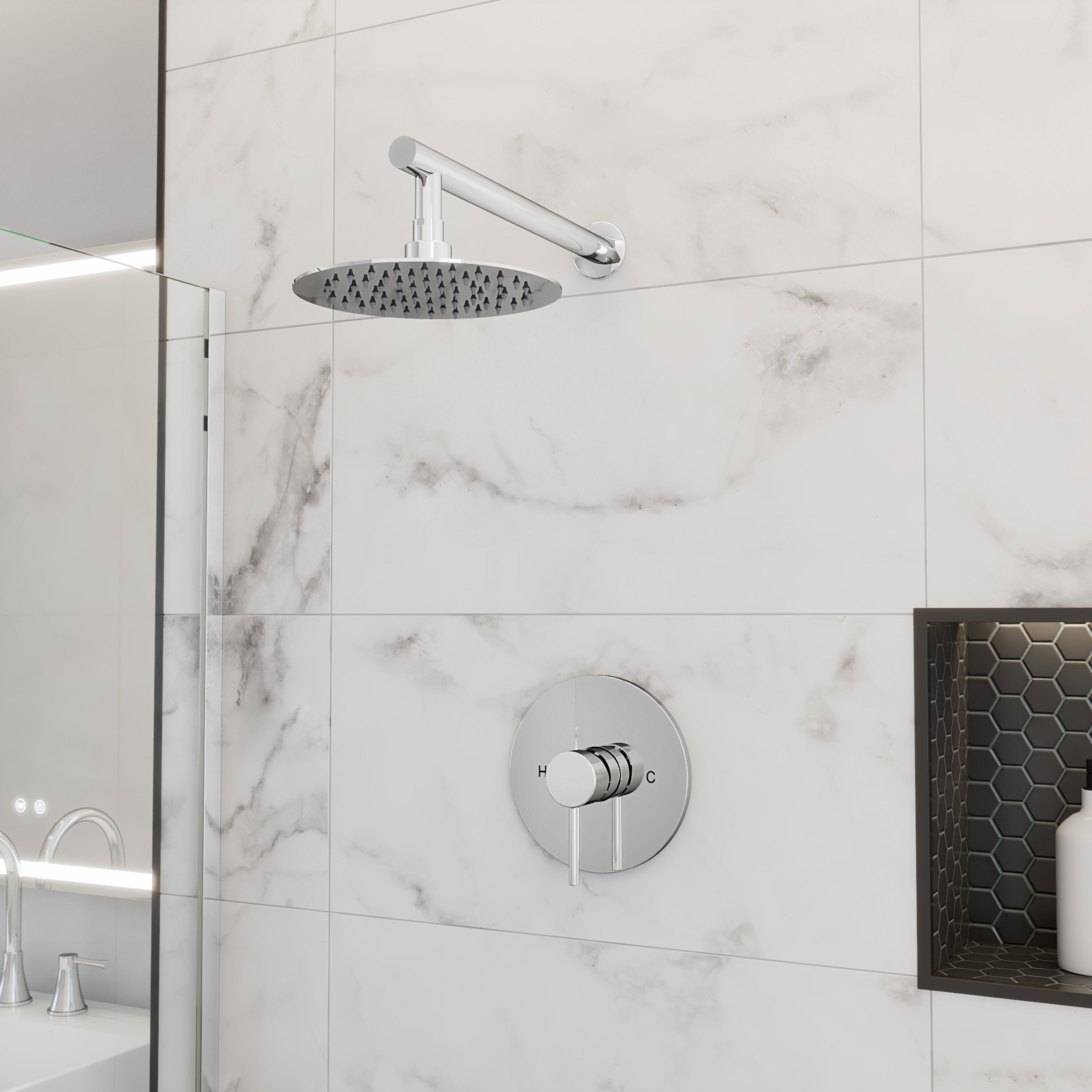 DreamLine Brilliance Chrome 13-in Universal Shower Shower arm mount
