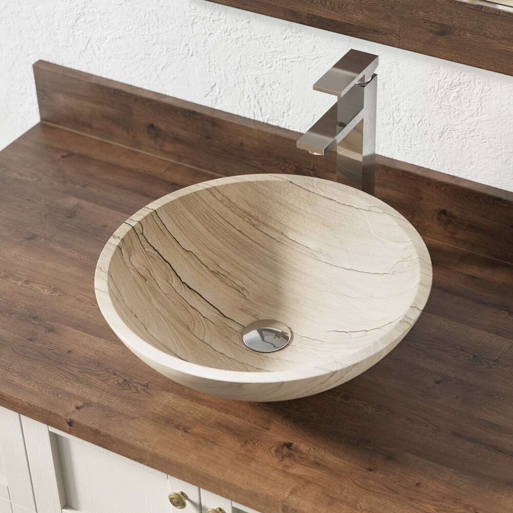 Mr Direct Sandstone Stone Vessel Round Modern Bathroom Sink 165 In X 165 In In The Bathroom 