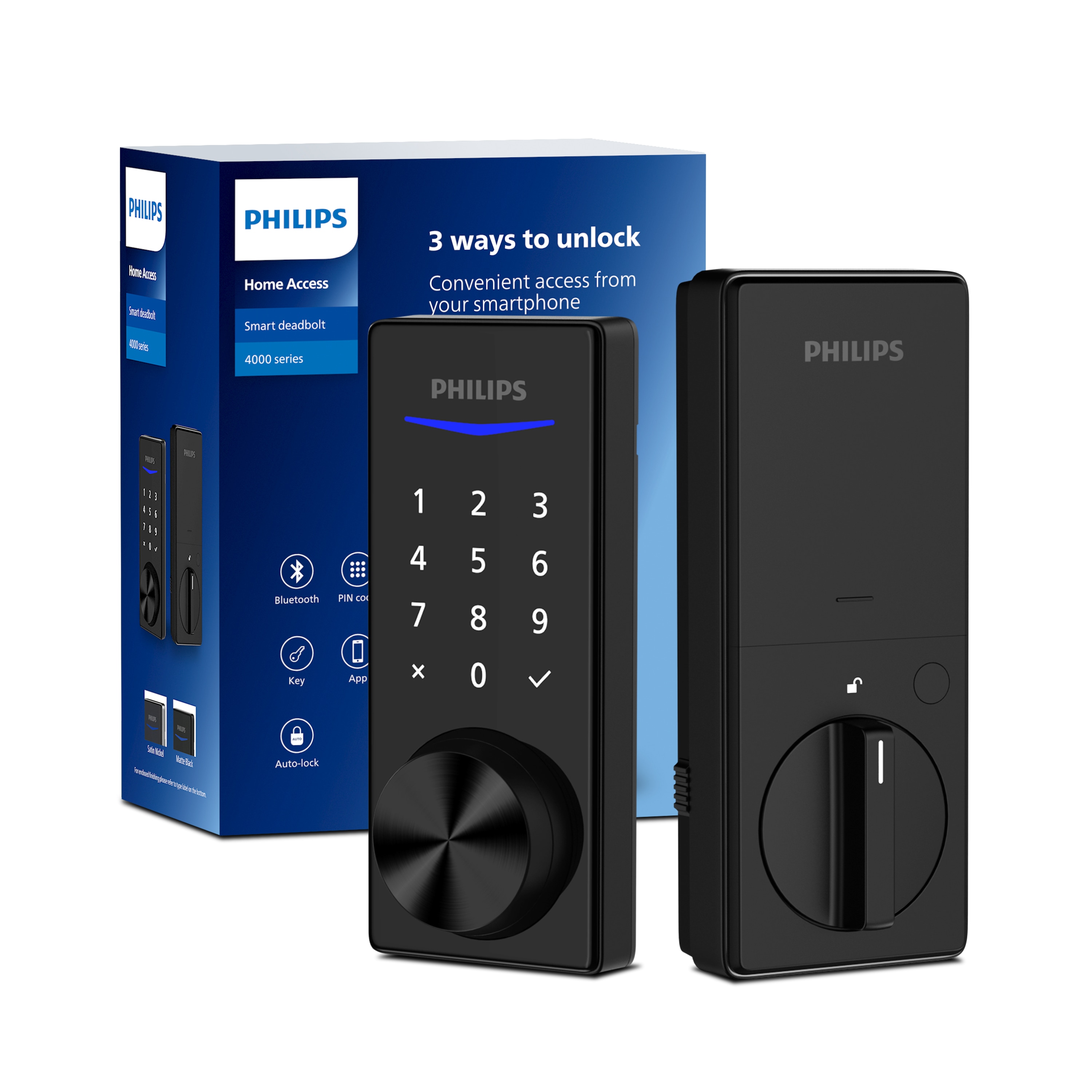 Philips DDL240X-15HB-MB Matte Black Smart Lock Electronic Deadbolt with Wifi Bluetooth and Touchscreen Keypad