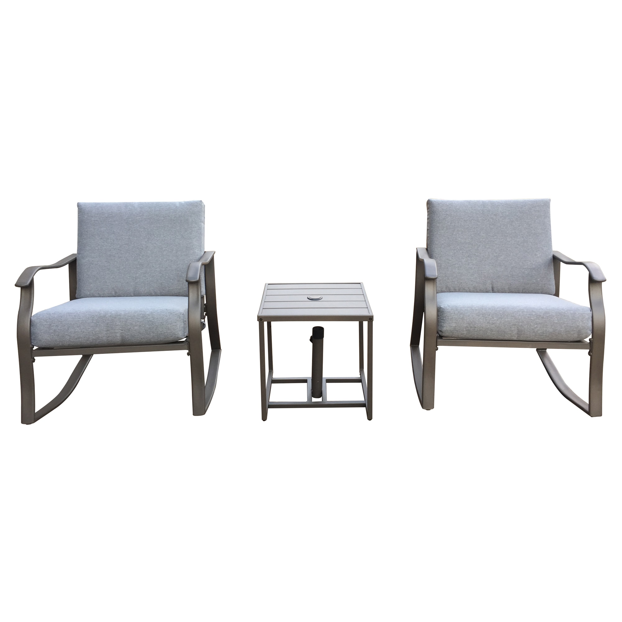 AHIOU HOME ZAAHG-32243S Saxton 3 -Piece Patio Conversation Set with Gray Cushions