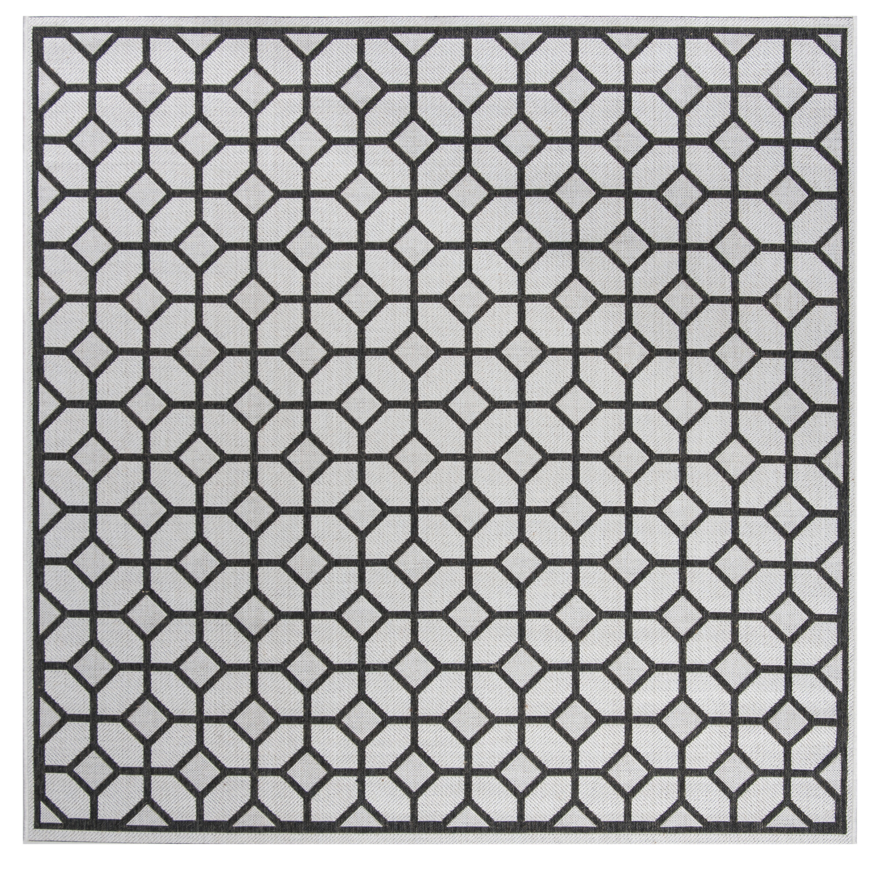 Safavieh LND127A-6SQ Linden Germaine 7 x 7 (ft) Loomed Polypropylene Light Gray/Charcoal Square Indoor Abstract Coastal Area rug
