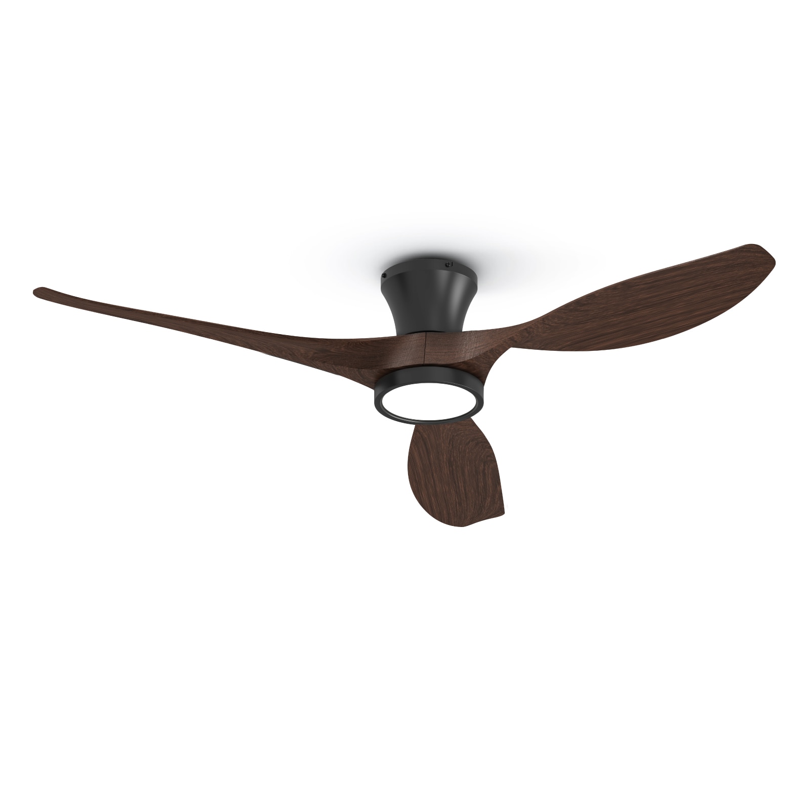 TALOYA TLY-RT-BW-X52 AeroFan 52-in Integrated LED Flush Mount Matte Black with Matte Blades Ceiling Fan With Light and Remote ( 3 -Blade )