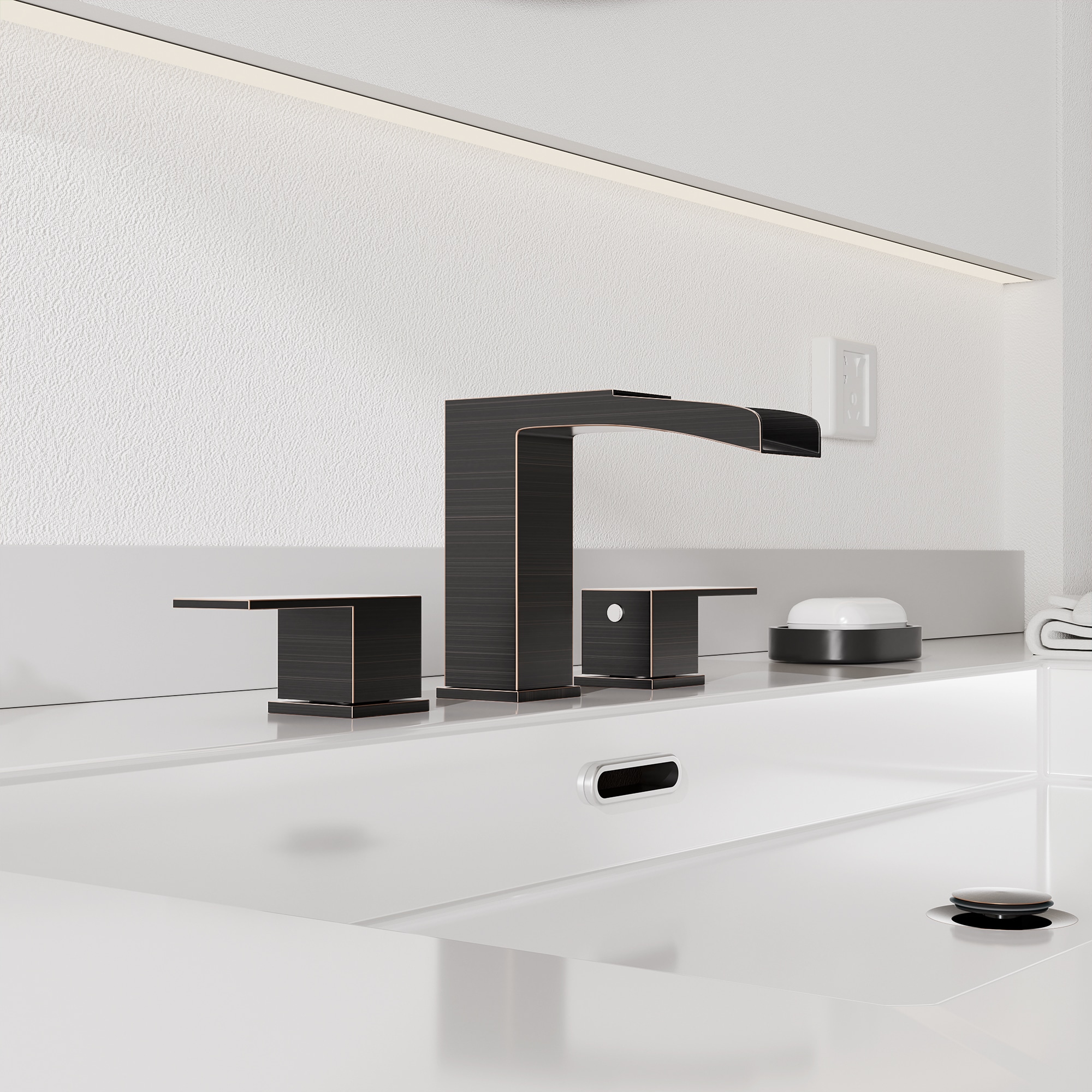 Matte Black Modern Widespread 2-Handle Bathroom Faucet
