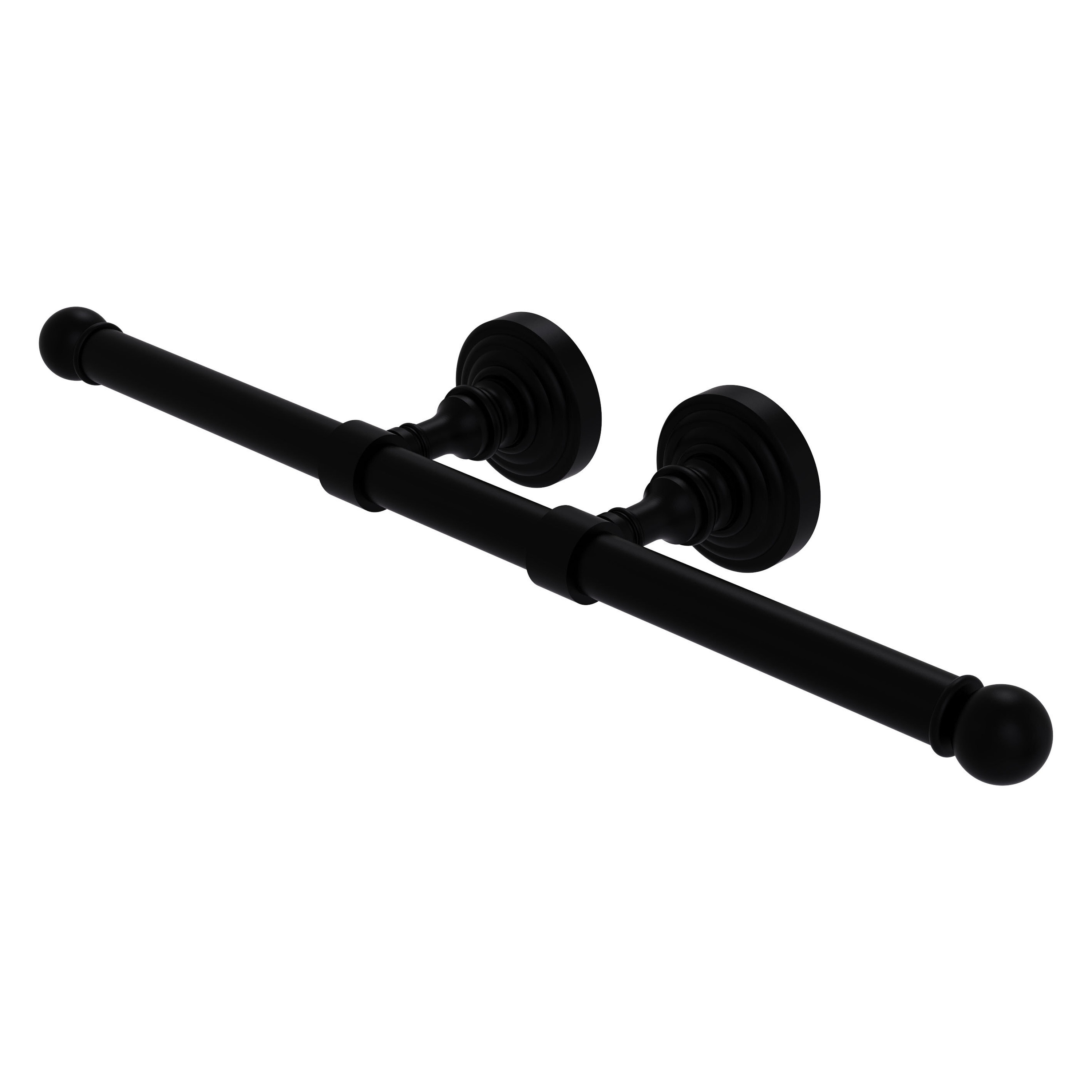 Allied Brass WP-24-2-BKM Waverly Place Matte Black Wall mount Double post Toilet Paper Holder 2 -Rolls with Storage