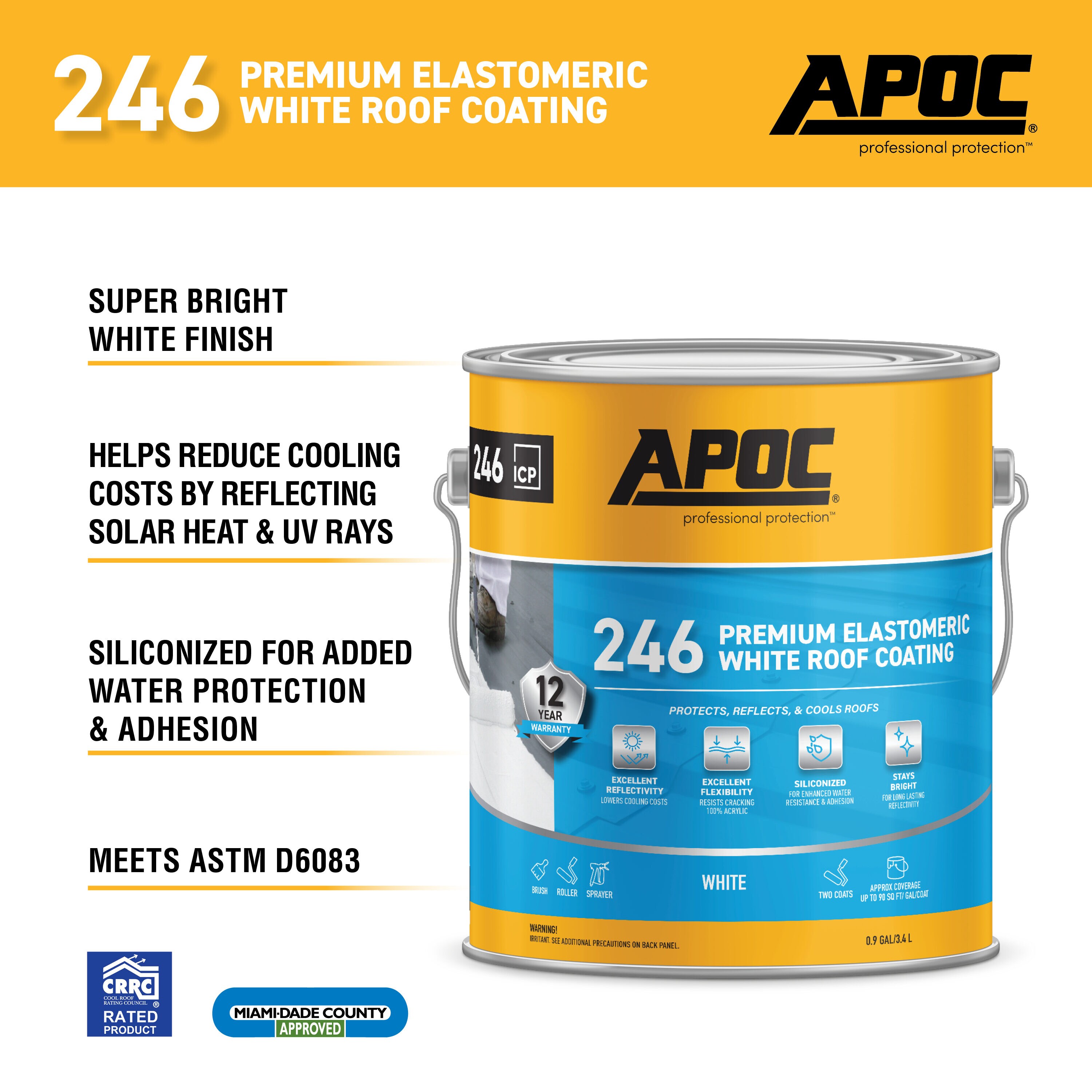 APOC 246 0.9-Gallon White Elastomeric Reflective Roof Coating (12-year ...