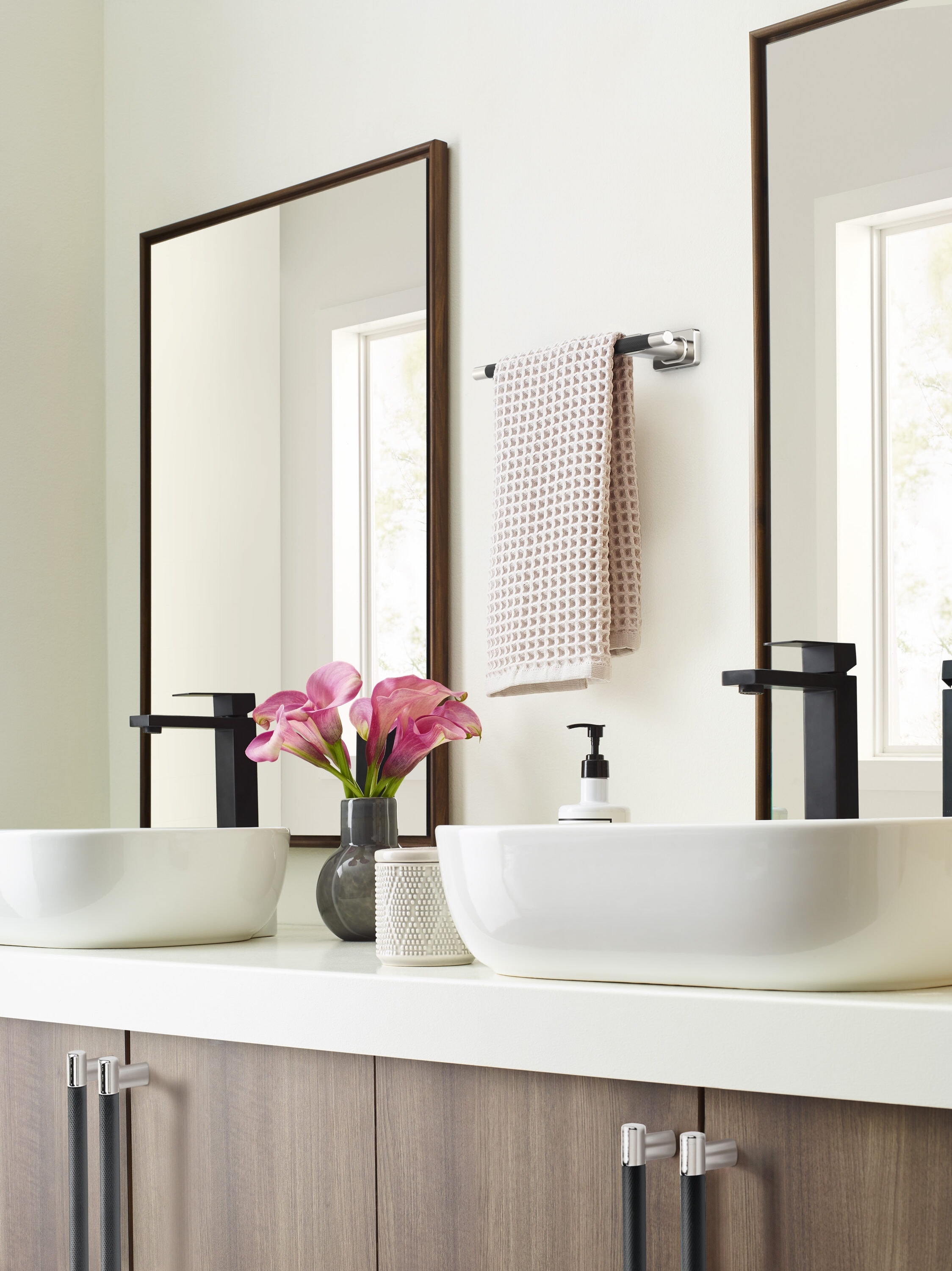 Modern Industrial Bronze and Nickel Wall Mounted Towel Bar
