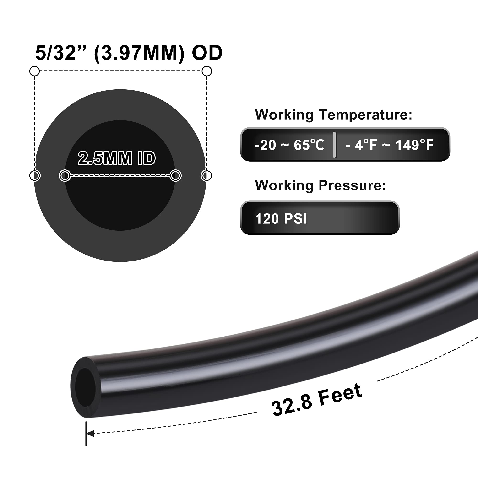 AKSCYZM Air Line Tubing Kit 5 over 32 Inch OD 32 Feet Polyurethane Tube ...