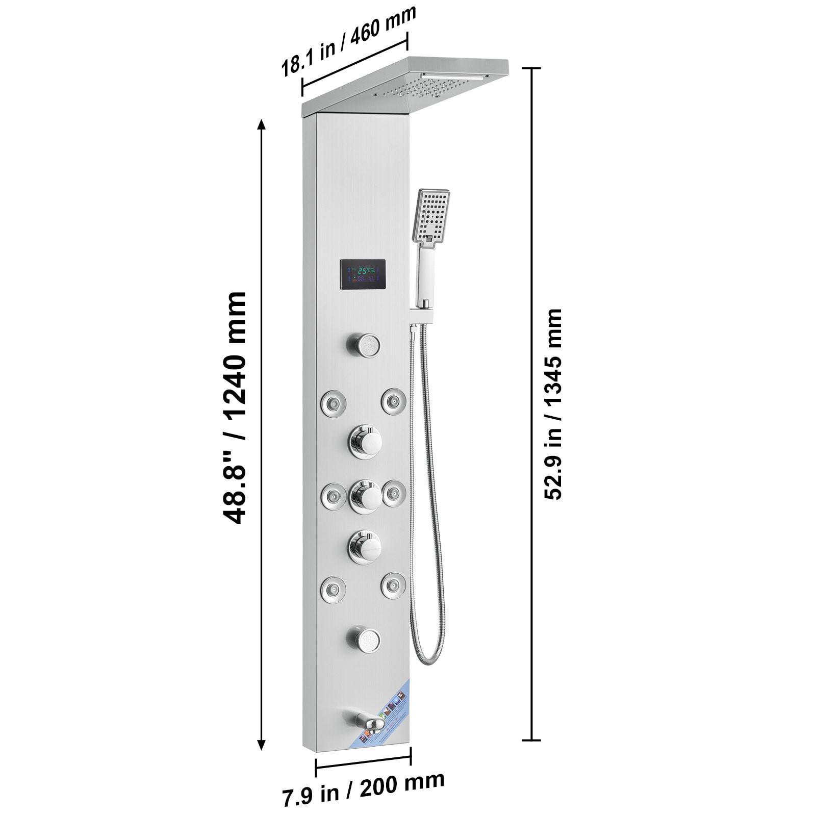 Mecale VOL-6I007G Showerhead-Bar-Panels - View #3