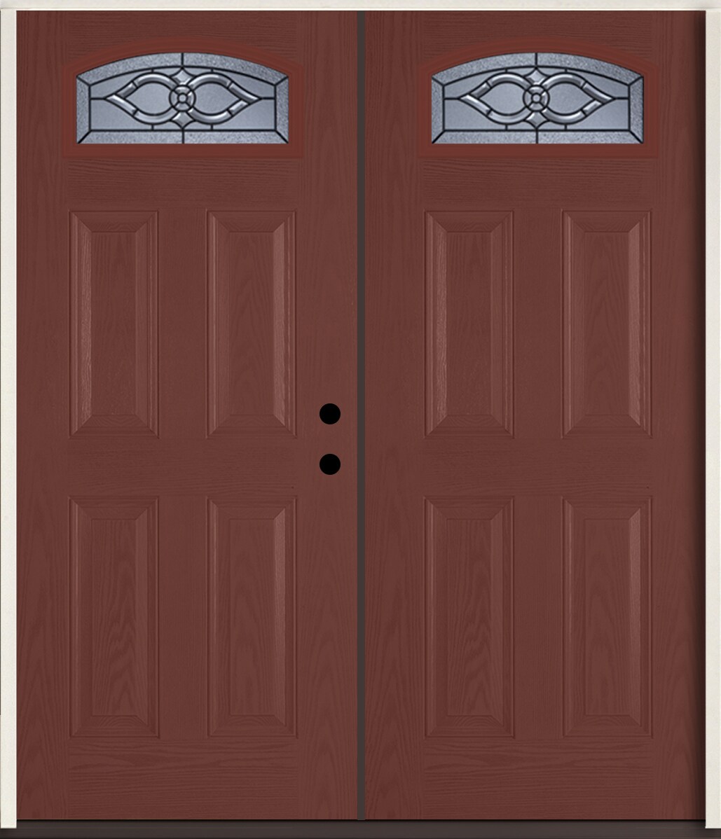 RELIABILT LO911120 Calista 72-in x 80-in x Fiberglass 1/4 lite Left-hand inswing Wineberry Stained Prehung Double Front Door Insulating core