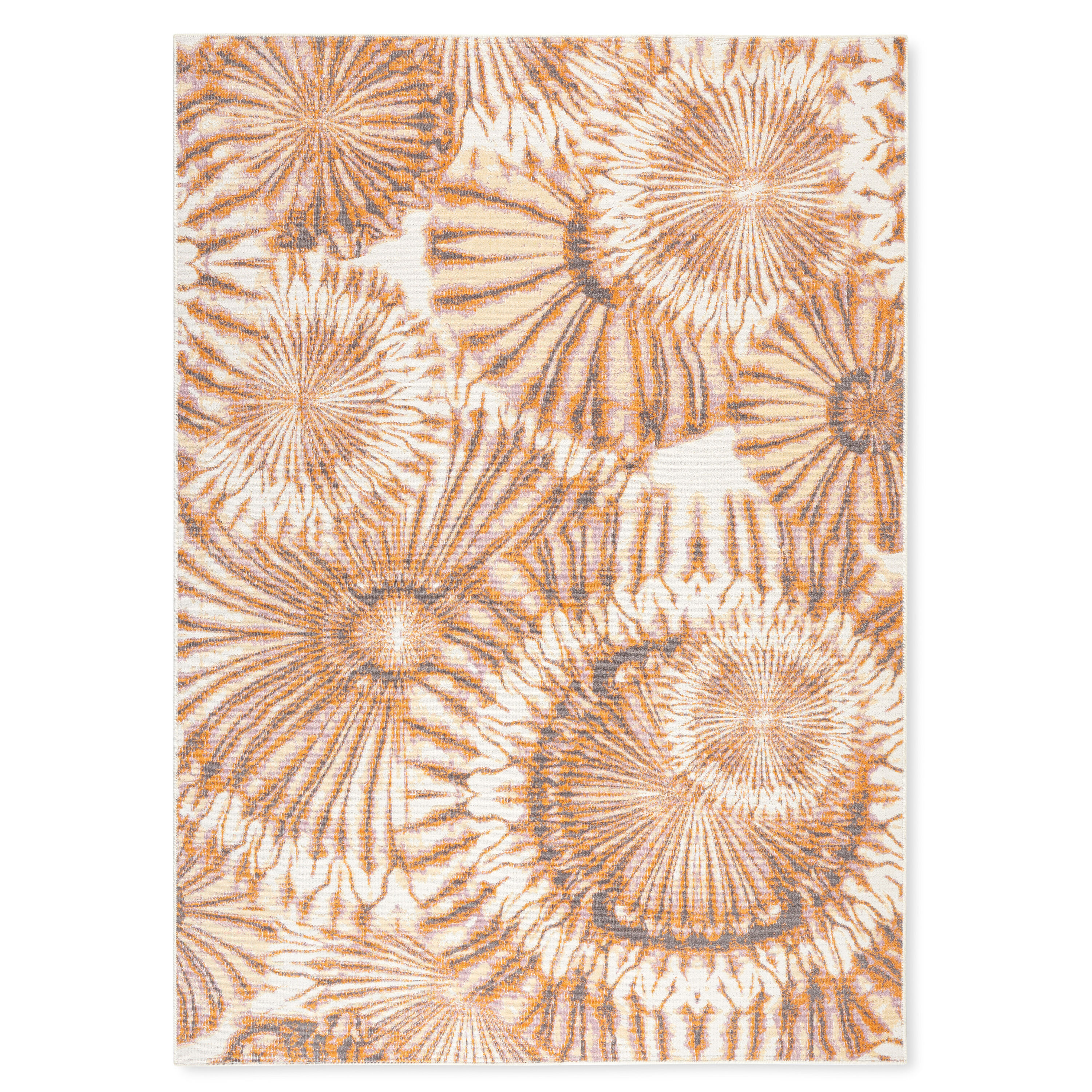 Tommy Bahama 2-10947-595 SHIBORI 5 x 7 (ft) Loomed Polypropylene Rust/Purple/Ivory Rectangular Indoor/Outdoor Distressed/Overdyed Mid-Century Modern Area rug
