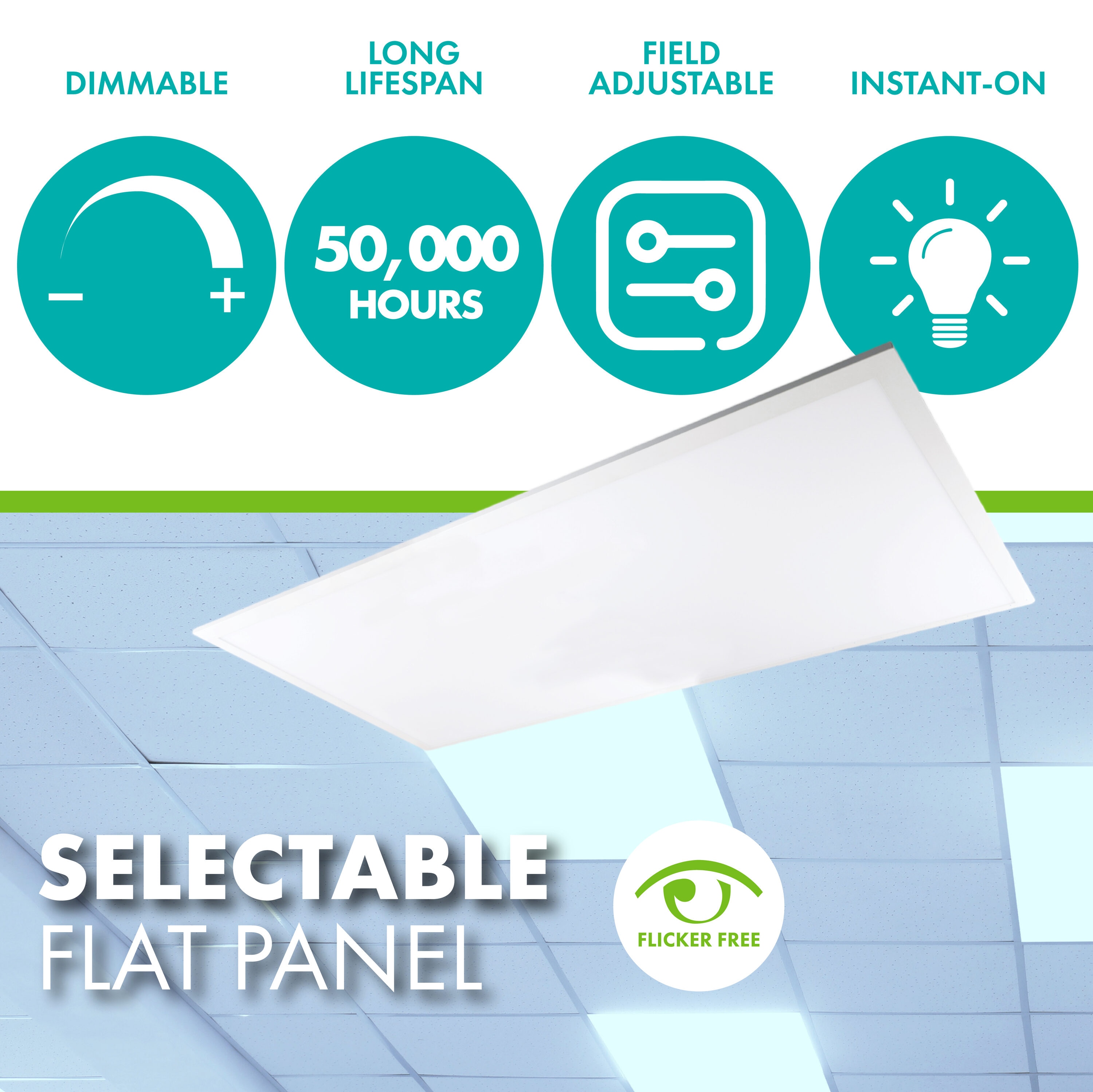 Simply Conserve 2 ft. x 4 ft. 5000/5625/6250 Lumens Integrated LED Panel Light 3500K/4000K/5000K Field Selectable Lumens and Color Temp