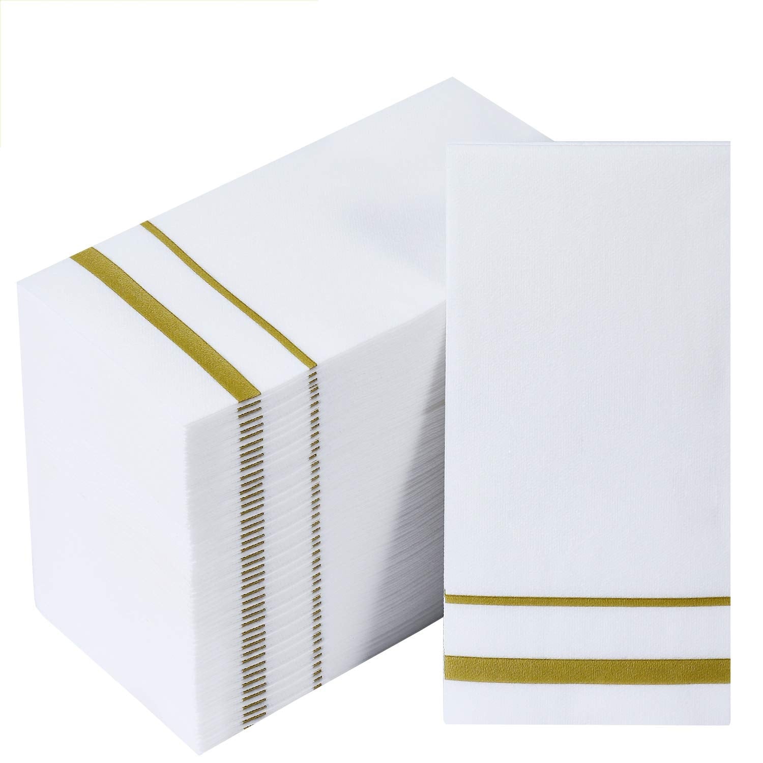 Anqtovp - 200 pack linen feel disposable bathroom napkins soft absorbent paper guest towels gold...