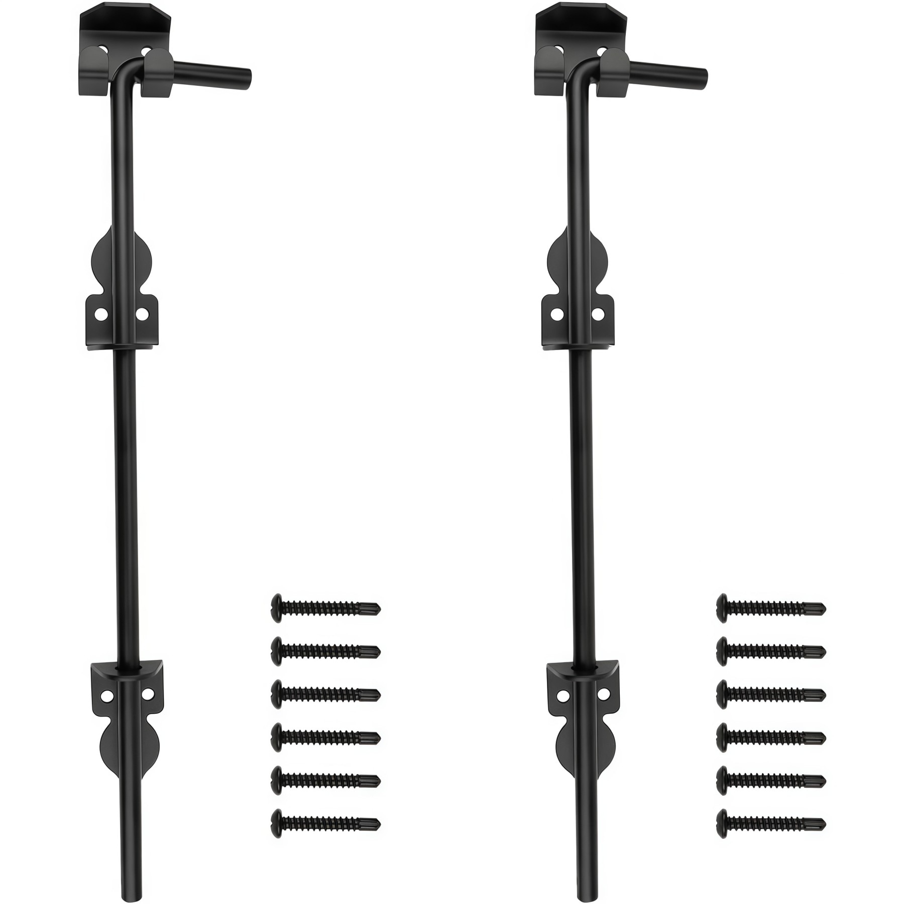 Numhew 18in L 2-Pack Black Heavy Duty Drop Rod Cane Bolt #NHWILL20034