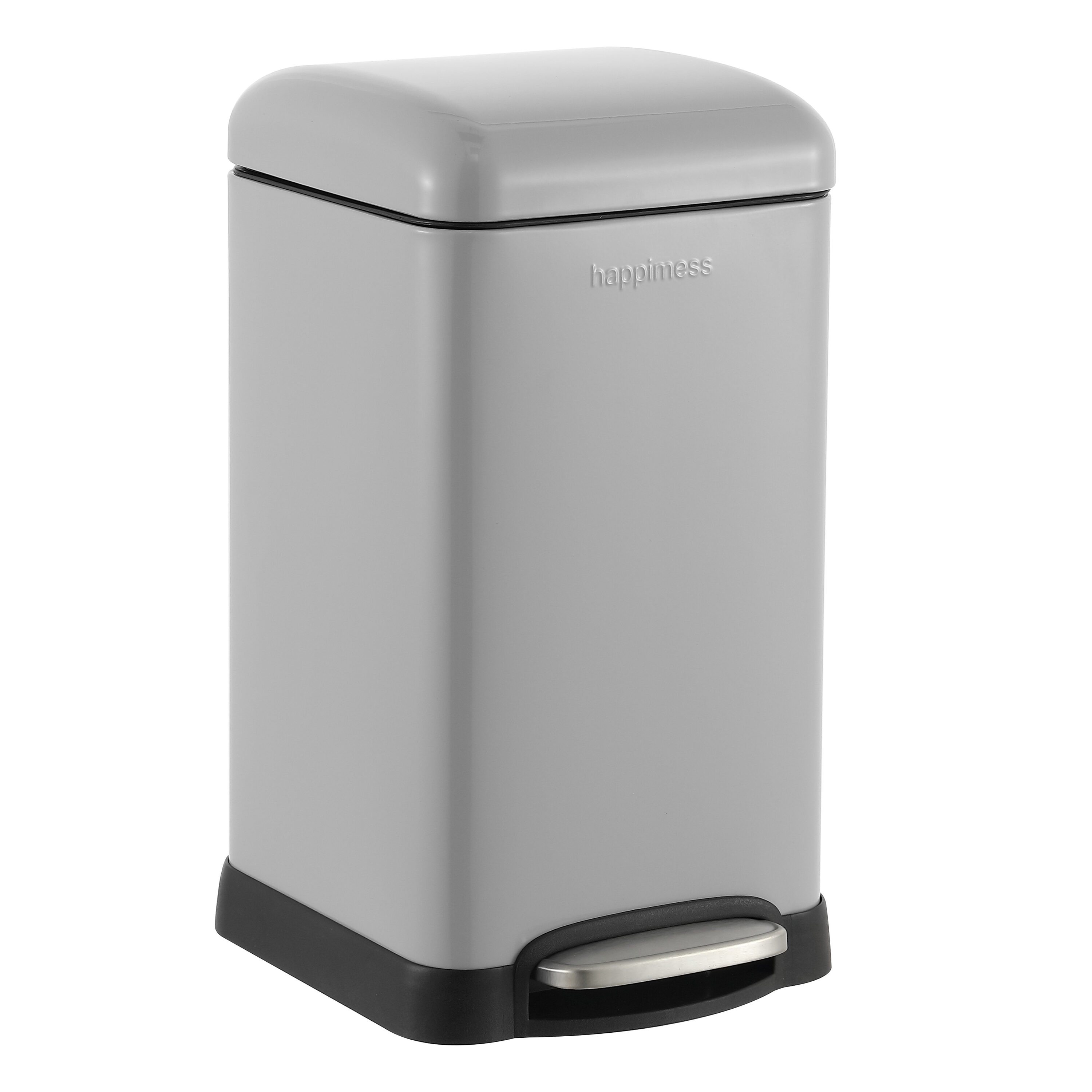 happimess HPM1012E 3.2 Gallon Fog Gray Metal Indoor Kitchen Step Trash Can