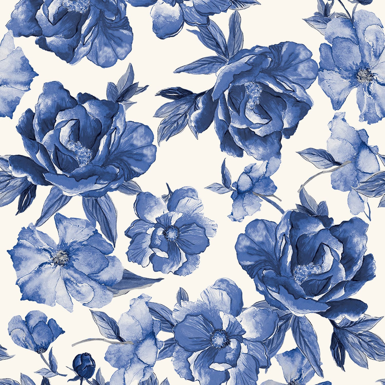 RoomMates Blue  White Watercolor Floral Peel  Stick Wallpaper 1 ct   Bakers