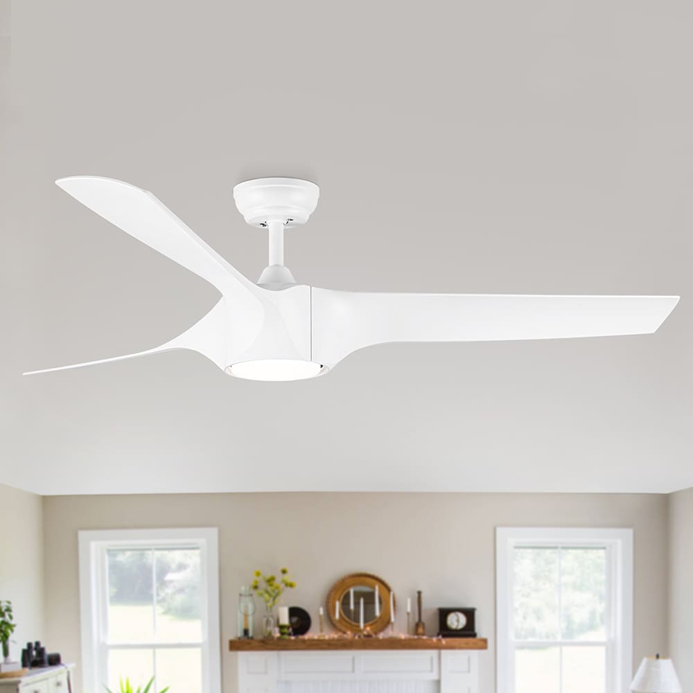 Topcraft TCCF51 56-in Color-Changing Integrated LED White with White Blades Ceiling Fan With Light - Remote Included ( 3 -Blade )