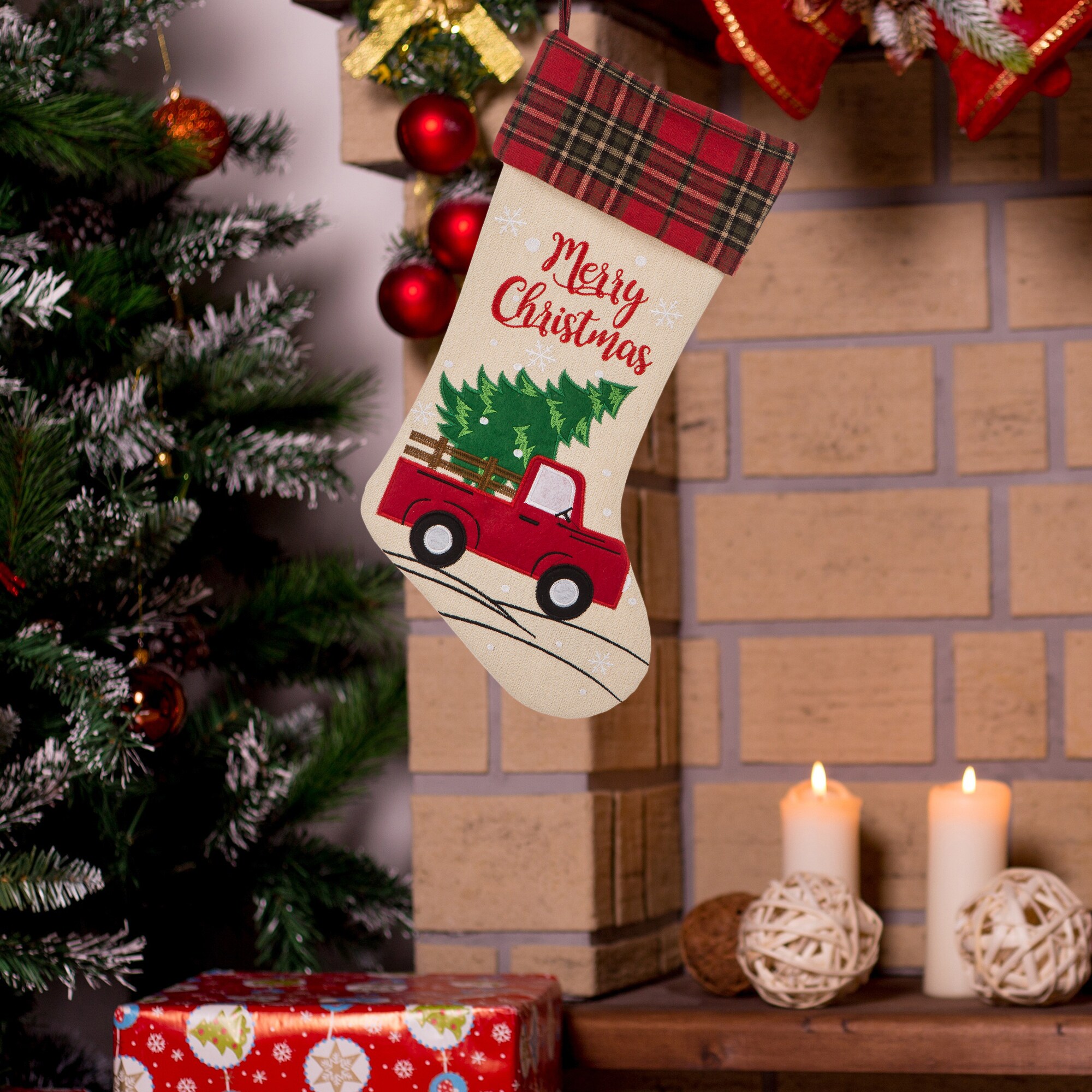 Christmas Stocking Polyester Linen