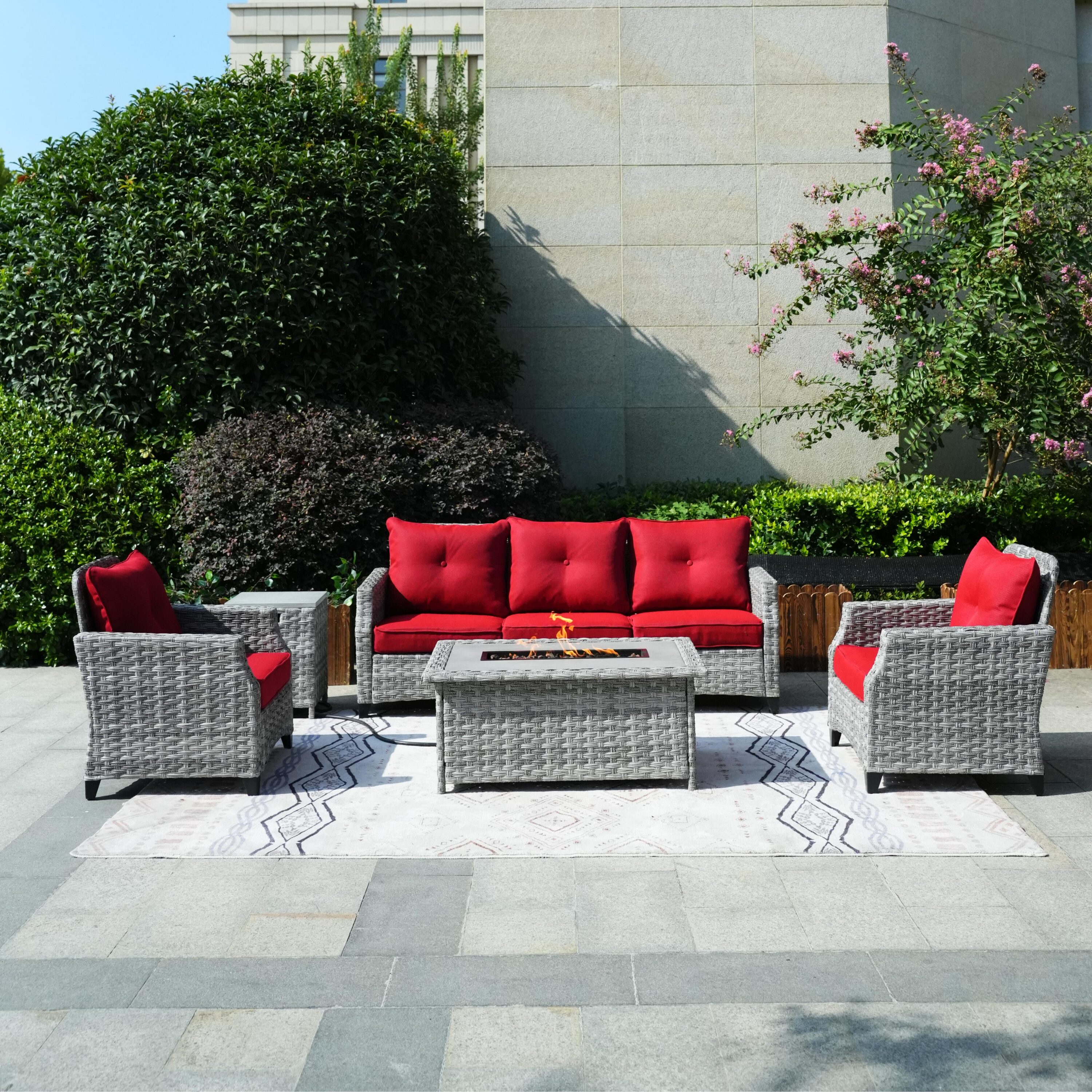 Direct Wicker DWG-1802S-RED Patio-Conversation-Sets - View #5
