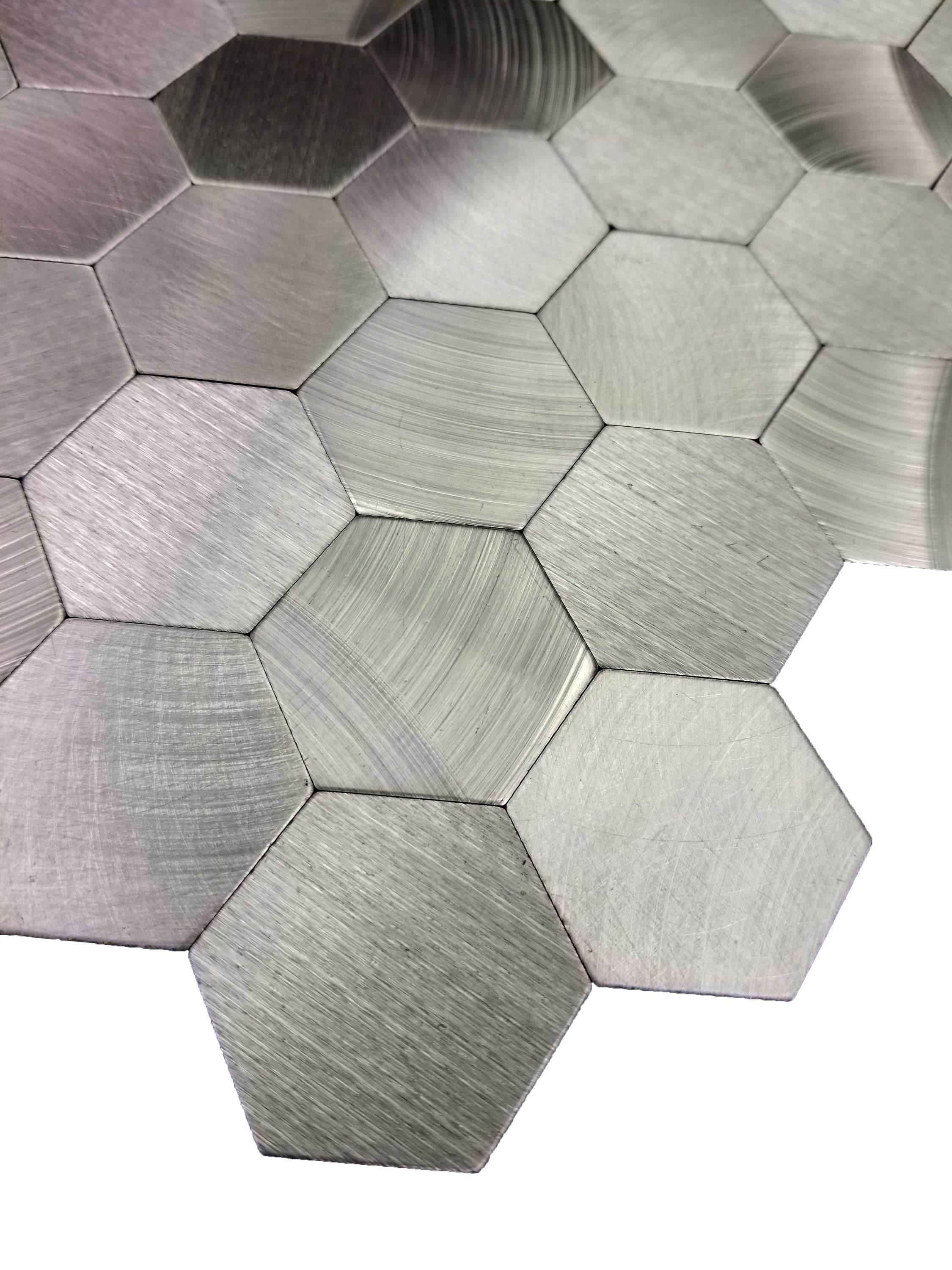 Silver 12x12 Aluminum Hexagon Mosaic Tile