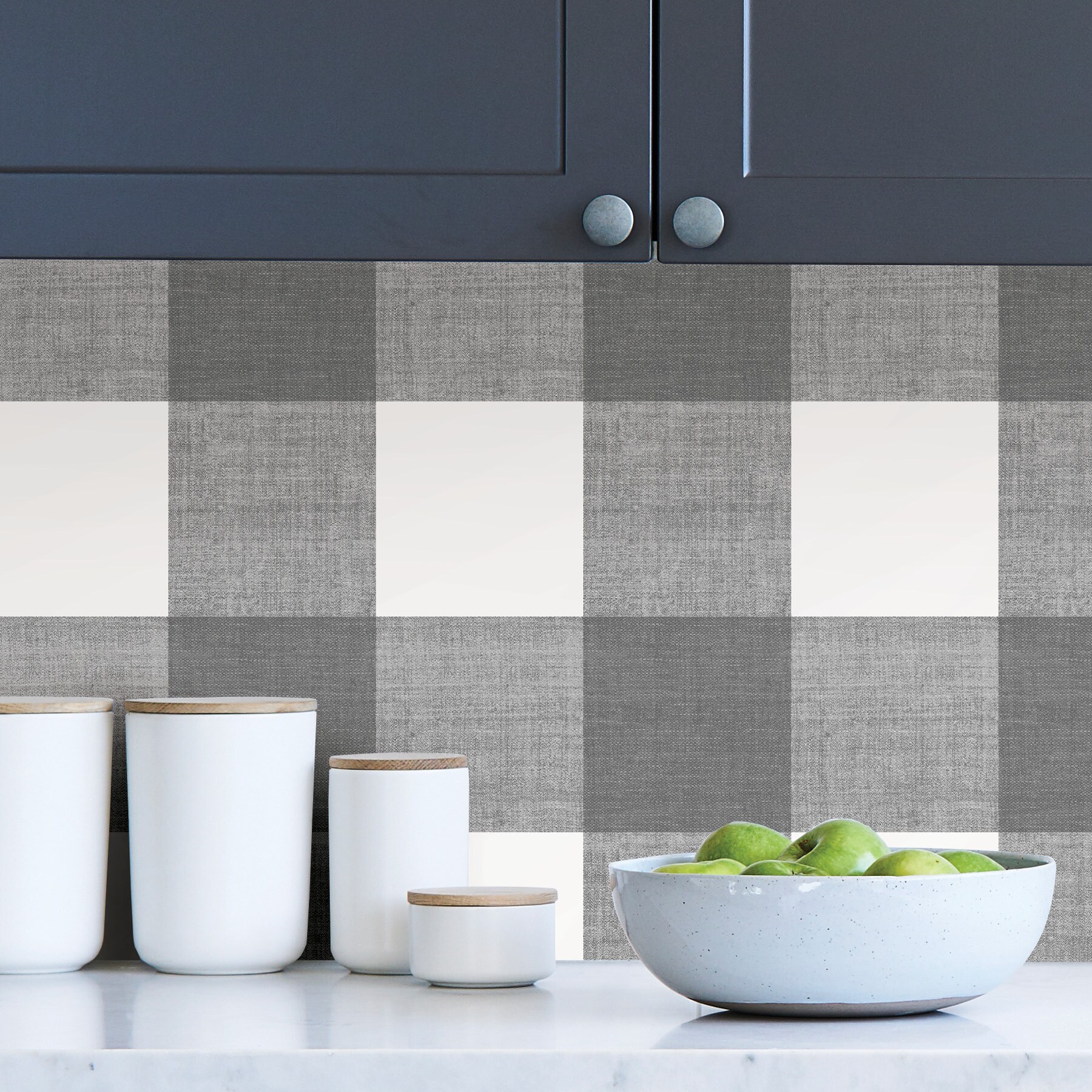 Inhome Franklin Plaid Grey Peel & Stick Wallpaper