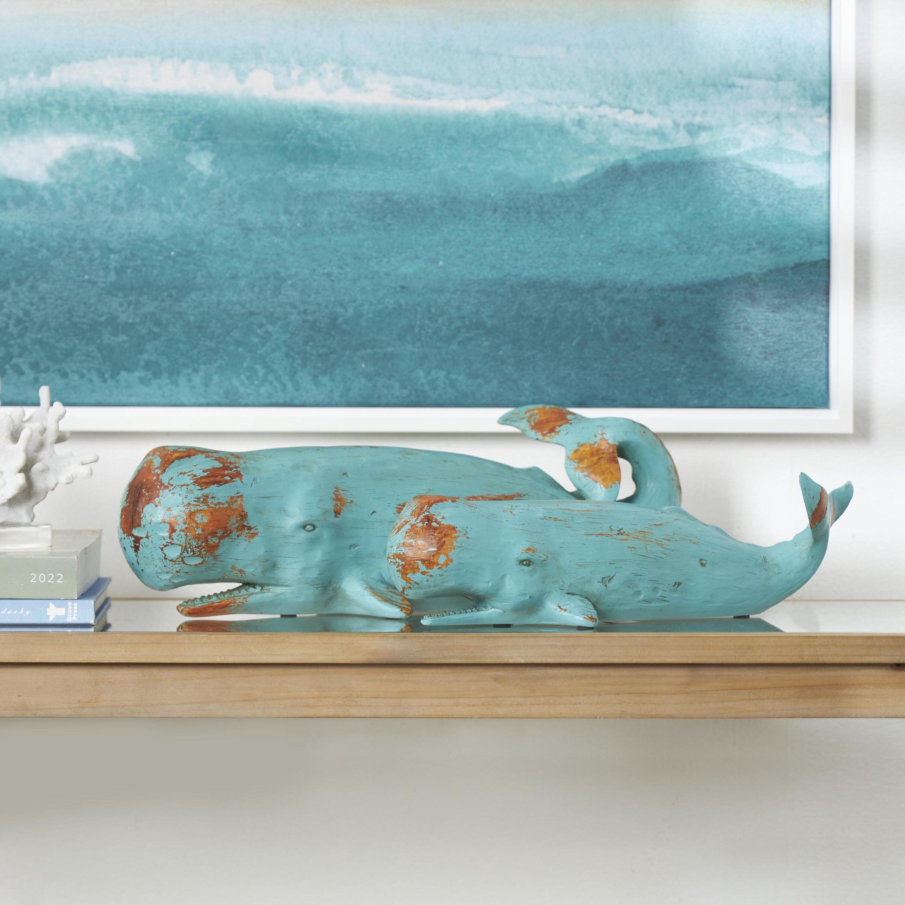 Grayson Lane 820808 2 -Pack Blue Stone Coastal Sculpture