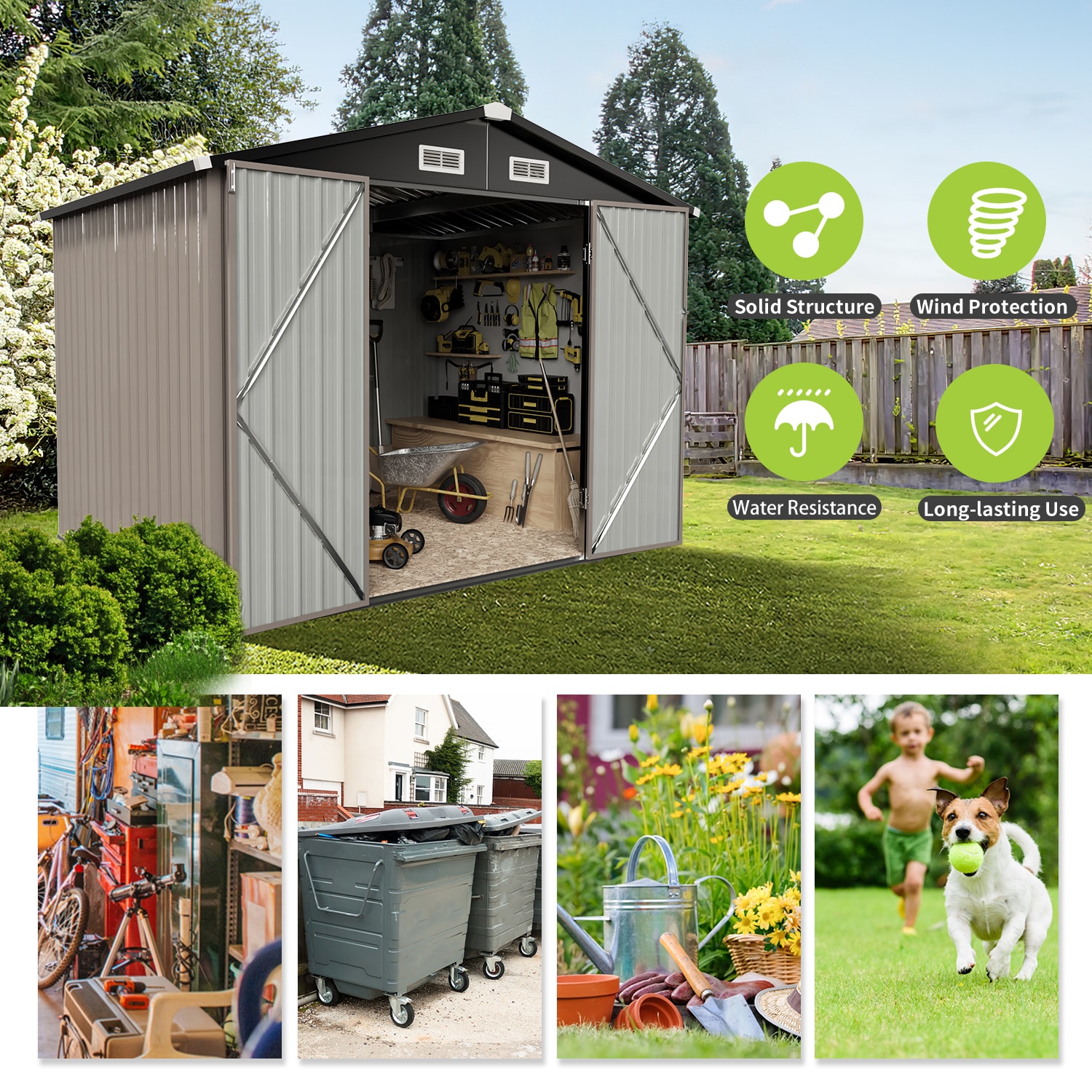 AOXUN G37008-BASE Metal-Storage-Buildings-Sheds - View #3