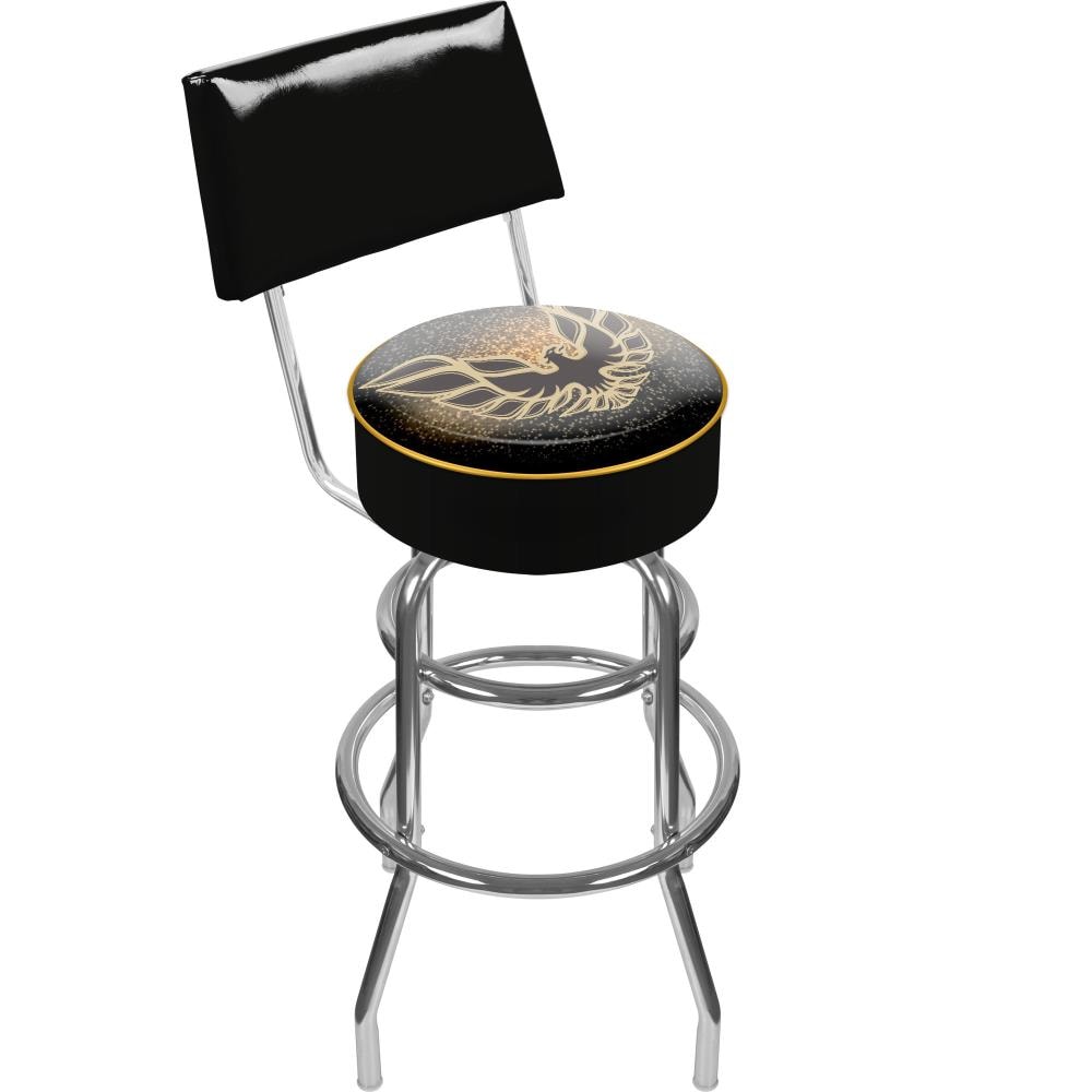 Trademark Gameroom GM1100-FB-BLK Bar Stools with Backs Chrome Bar height Swivel Metal Bar Stool Back