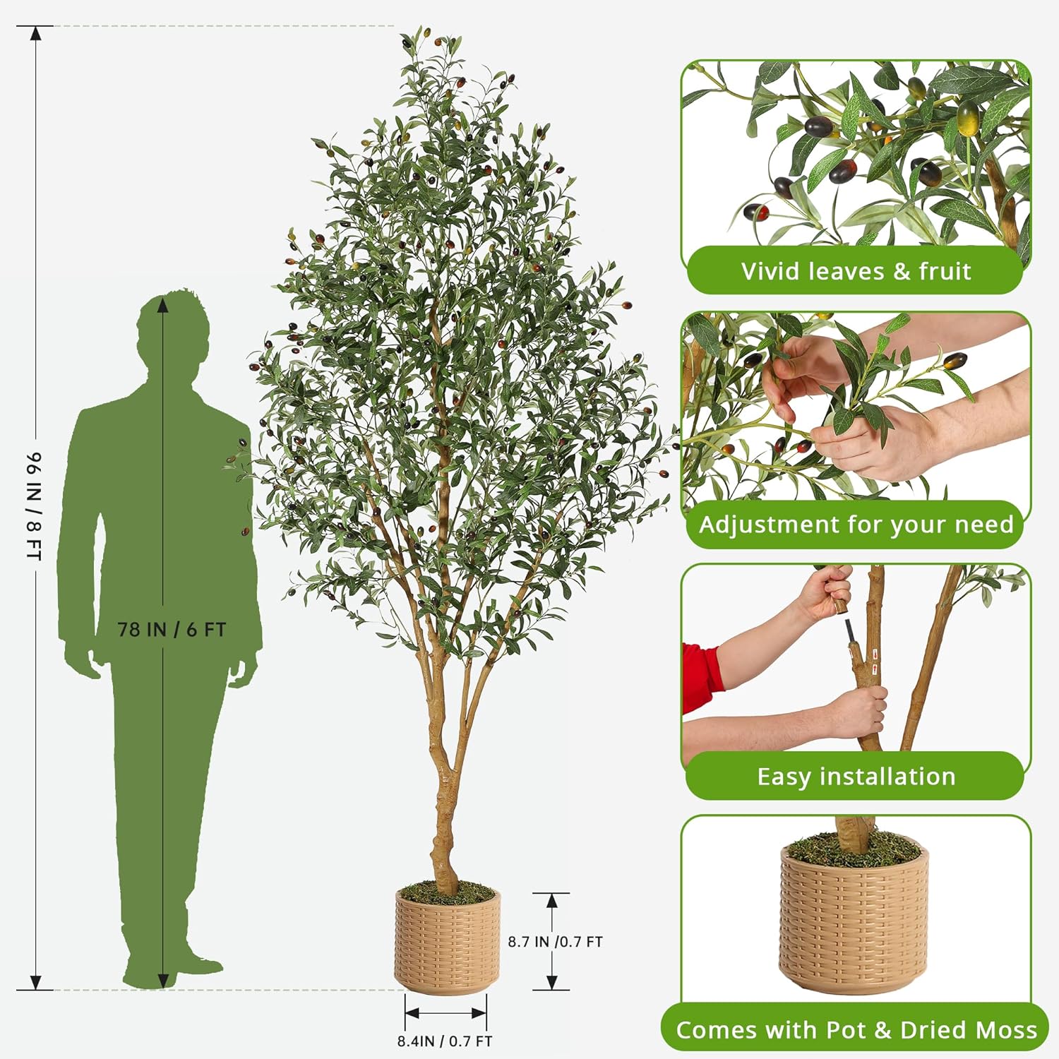 WhizMax DF-PHK-33YHAJR6 Artificial-Plants-Trees - View #3