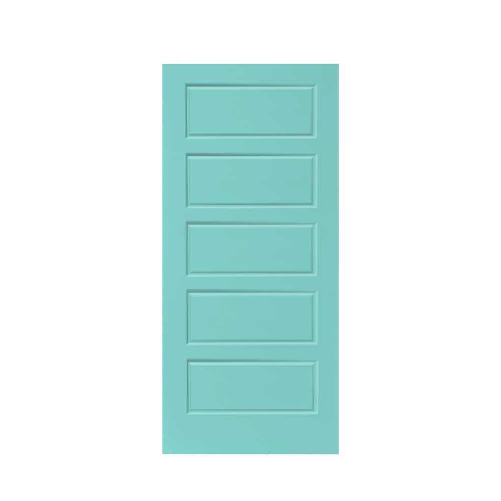 CALHOME DOOR-5PANEL-RS-30RW 30-in x 80-in Mint Green Stained MDF Hollow core Single Barn Door (Hardware Not Included)