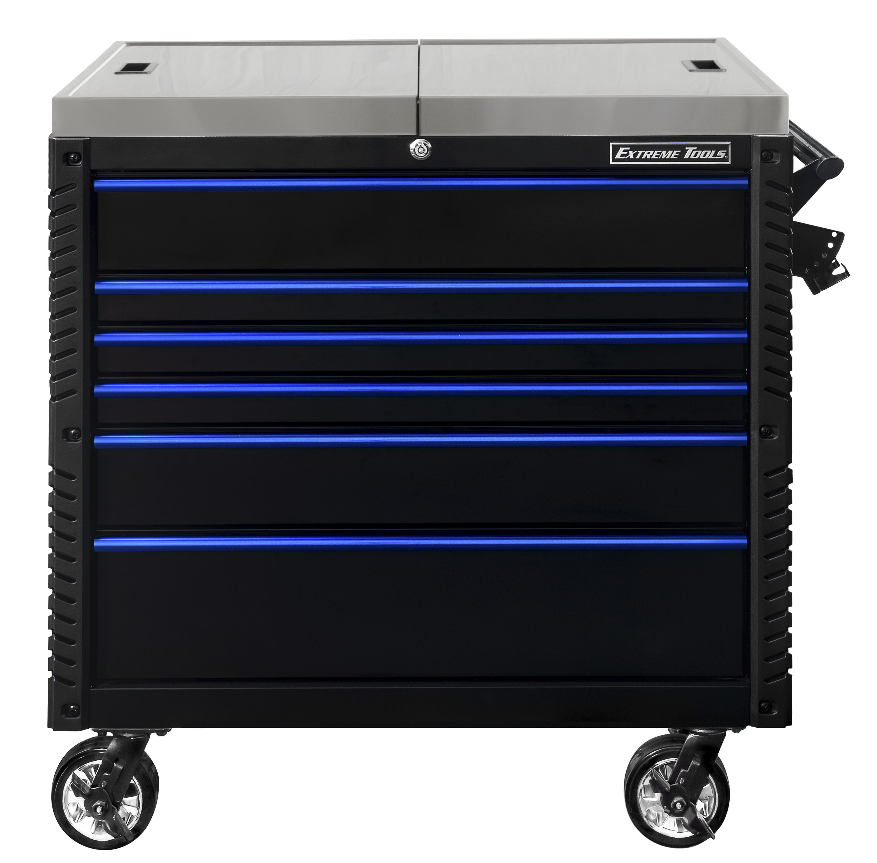 EX Tool Cart Series 41-in W x 43-in H 6-Drawer Steel Rolling Tool Cabinet (Black) Stainless Steel | - Extreme Tools EX4106TCSBKBL