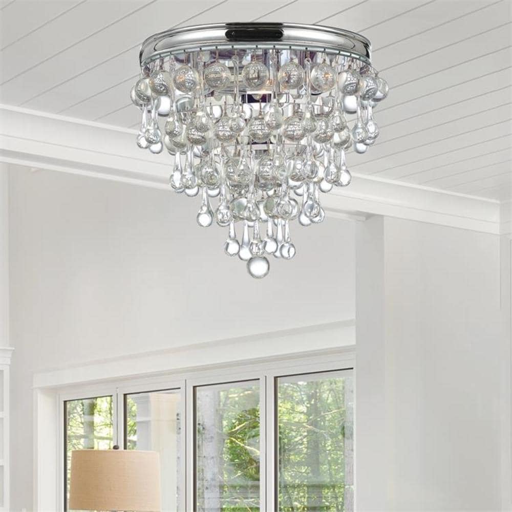 Calypso 3-Light Polished Chrome Crystal Flush Mount
