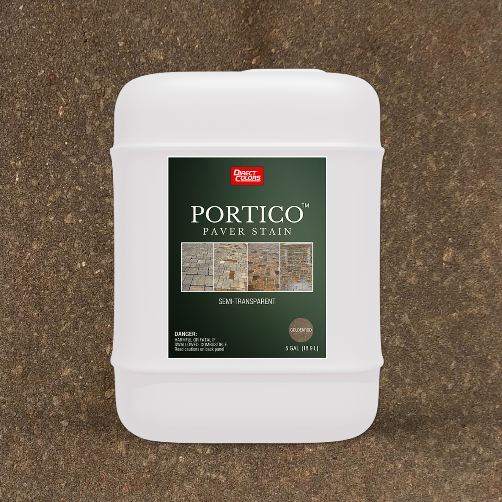 Direct Colors DC-POR-714-5GAL Portico Concrete Paver Stain Goldenrod Solvent-based Ready-to-use Concrete stain ( 5-gallon )