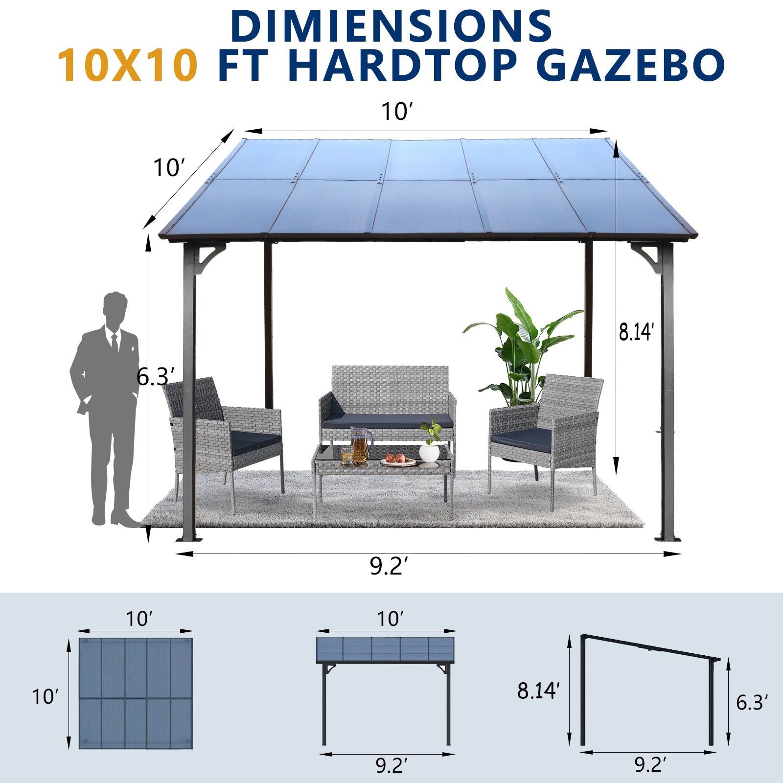 ToolCat BZ2-26-PW Wood-Resin-Gazebos - View #3