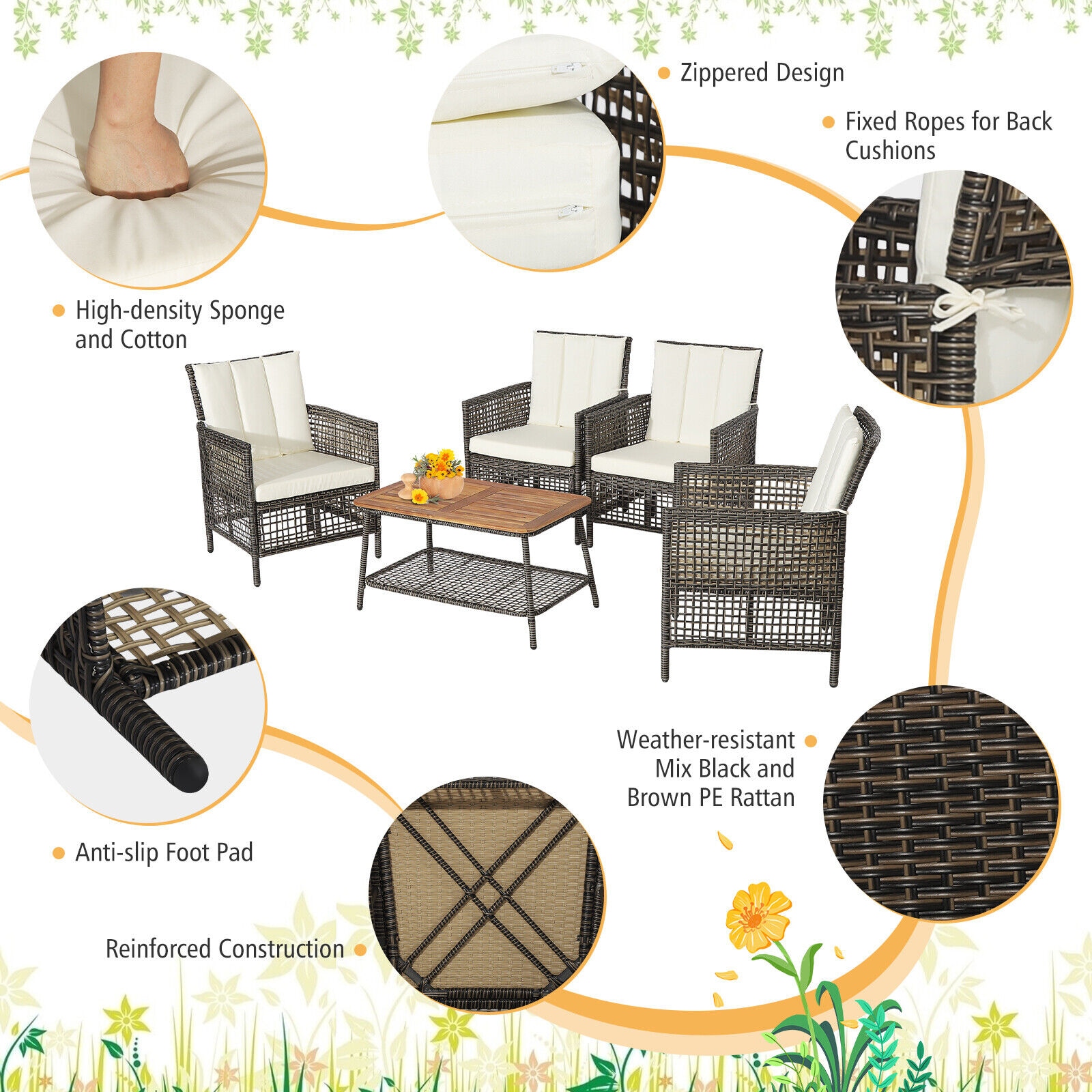 WELLFOR OUS70243WH+ Patio-Conversation-Sets - View #3