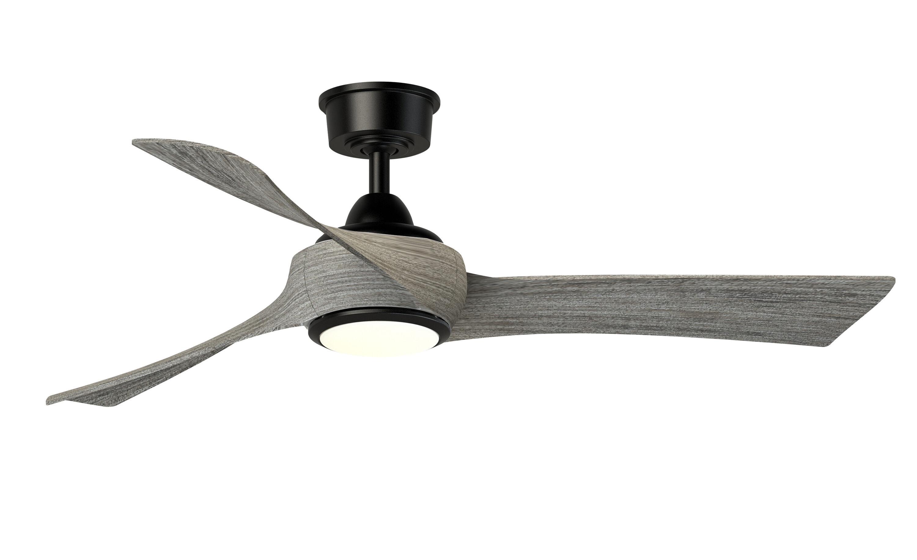 Fanimation FPD8530BL-52WE-LK Wrap Custom 52-in Color-Changing Integrated LED Outdoor Smart Black with Weathered Wood Blades Ceiling Fan With Light - Remote Included ( 3 -Blade )