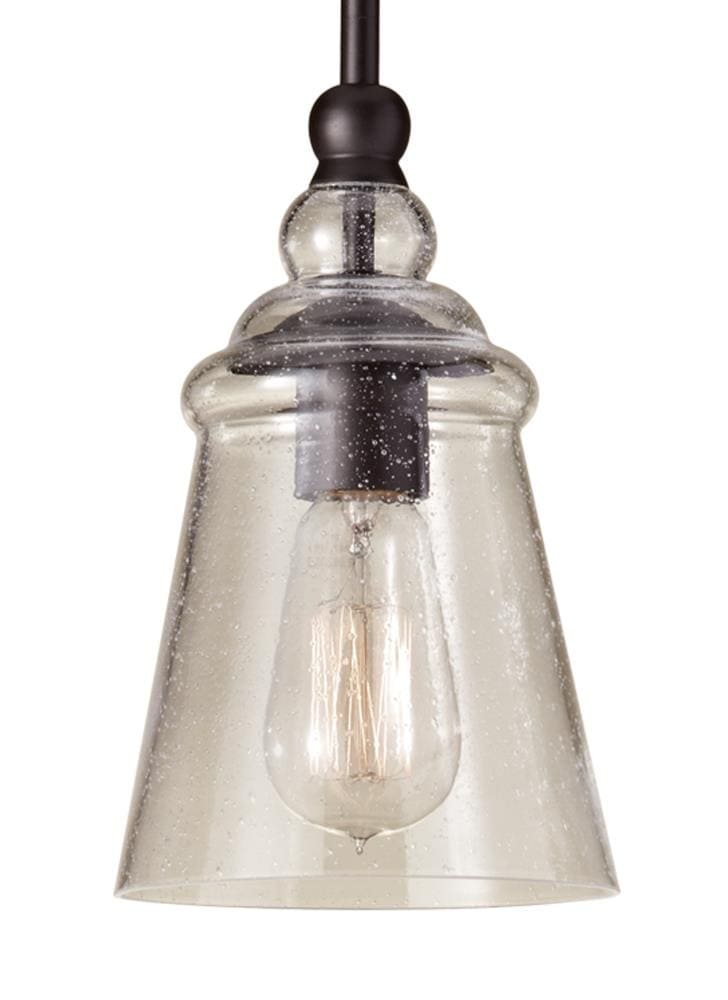 Oil Rubbed Bronze Mini Pendant with Clear Seeded Glass Shade