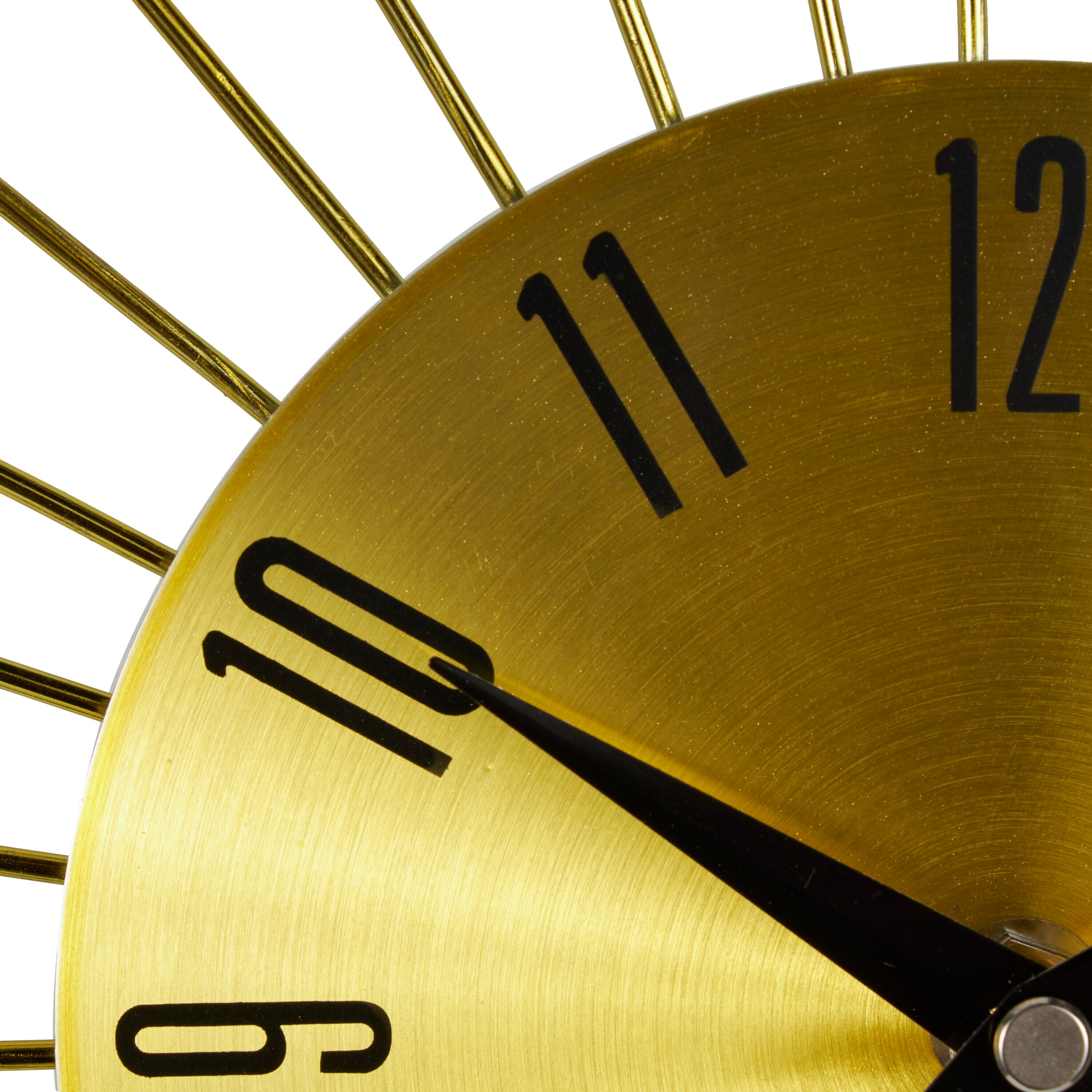 Gold Metal Starburst Wall Clock with Crystal Accents, 15"